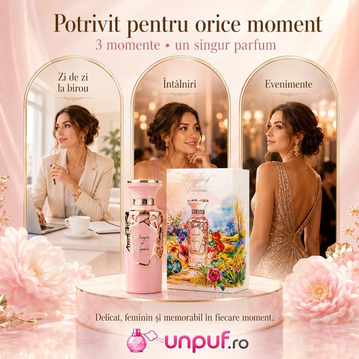 Bouquet of Euphoria parfum potrivit pentru zi de zi la birou &icirc;nt&acirc;lniri și evenimente