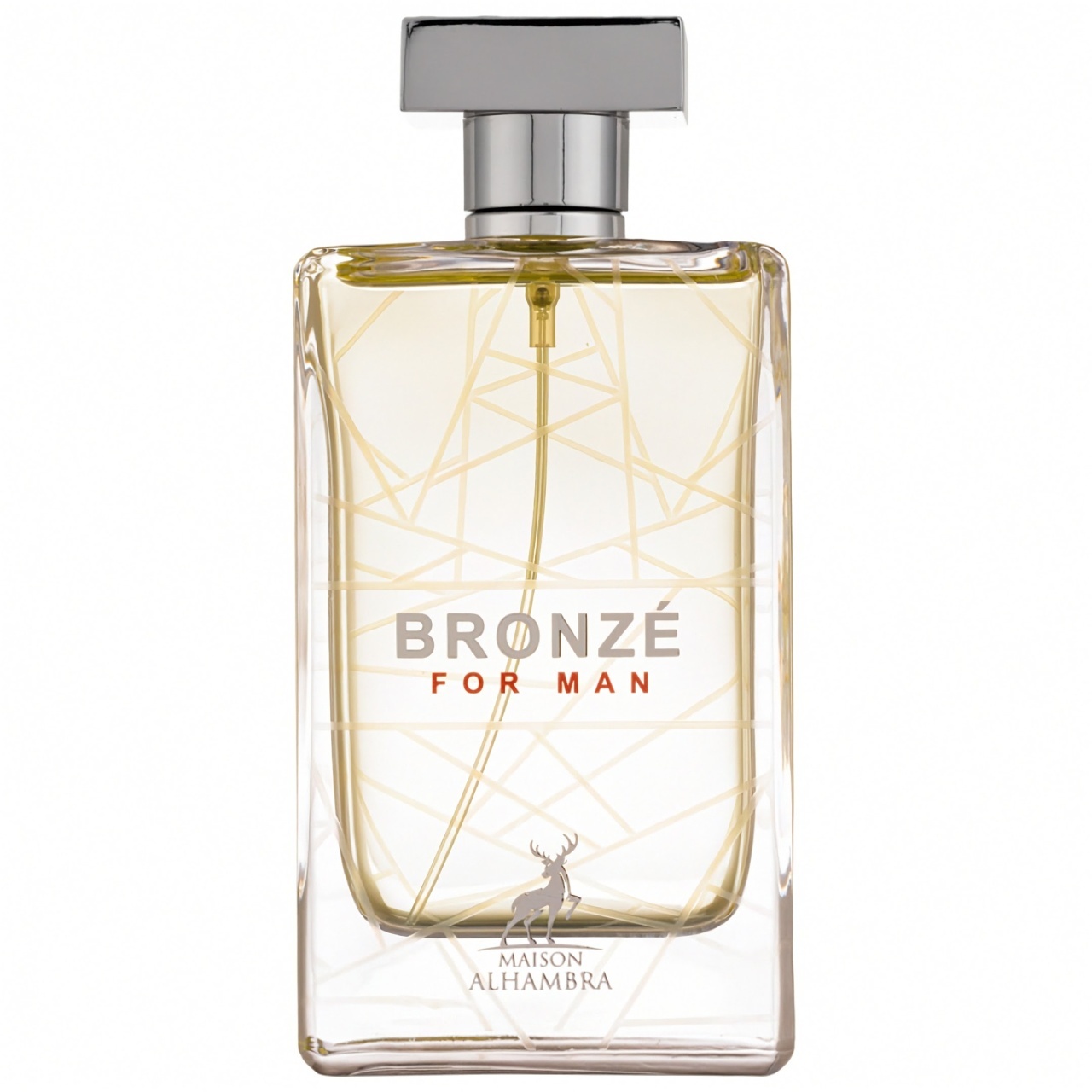 Sticlă reală Bronze For Men Maison Alhambra 100 ml cu lichid auriu și capac argintiu