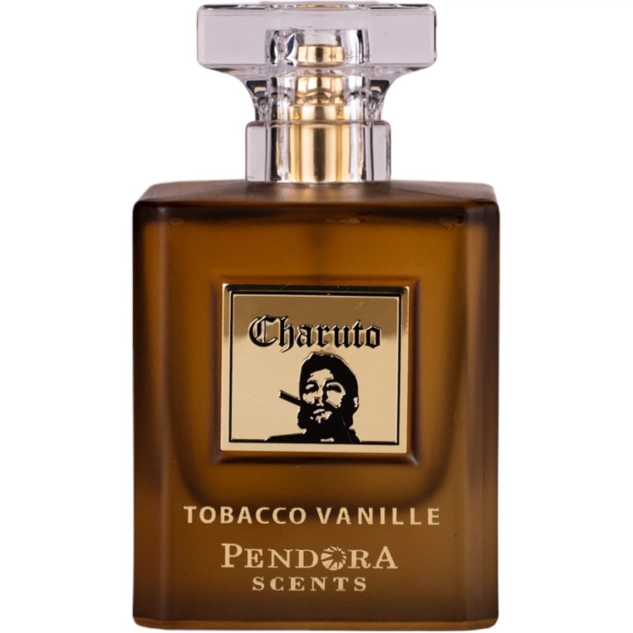 Parfum Charuto Tobacco Vanille Pendora Scents 100 ml pe fundal alb cu flacon ambrat și capac transparent