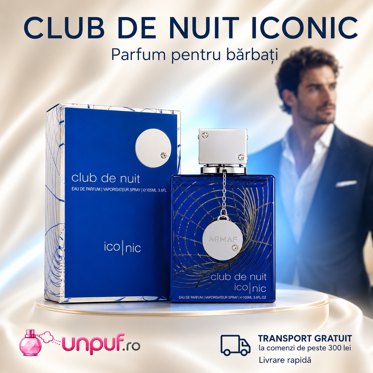 Armaf Club De Nuit Blue Iconic parfum pentru bărbați cu prezentare premium și aromă fresh elegantă
