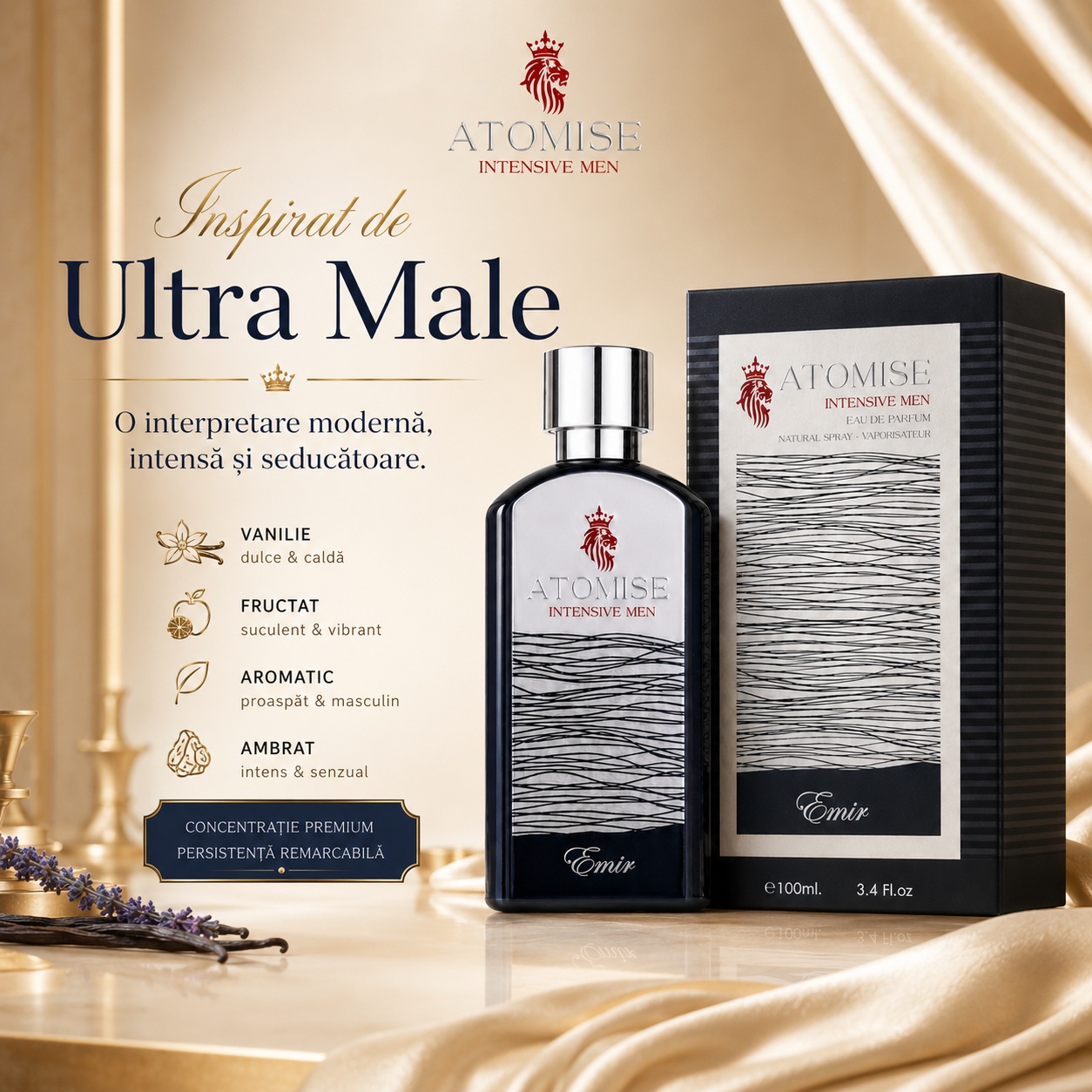 Emir Atomise Intensive inspirat de Ultra Male Jean Paul Gaultier, parfum modern intens și seducător