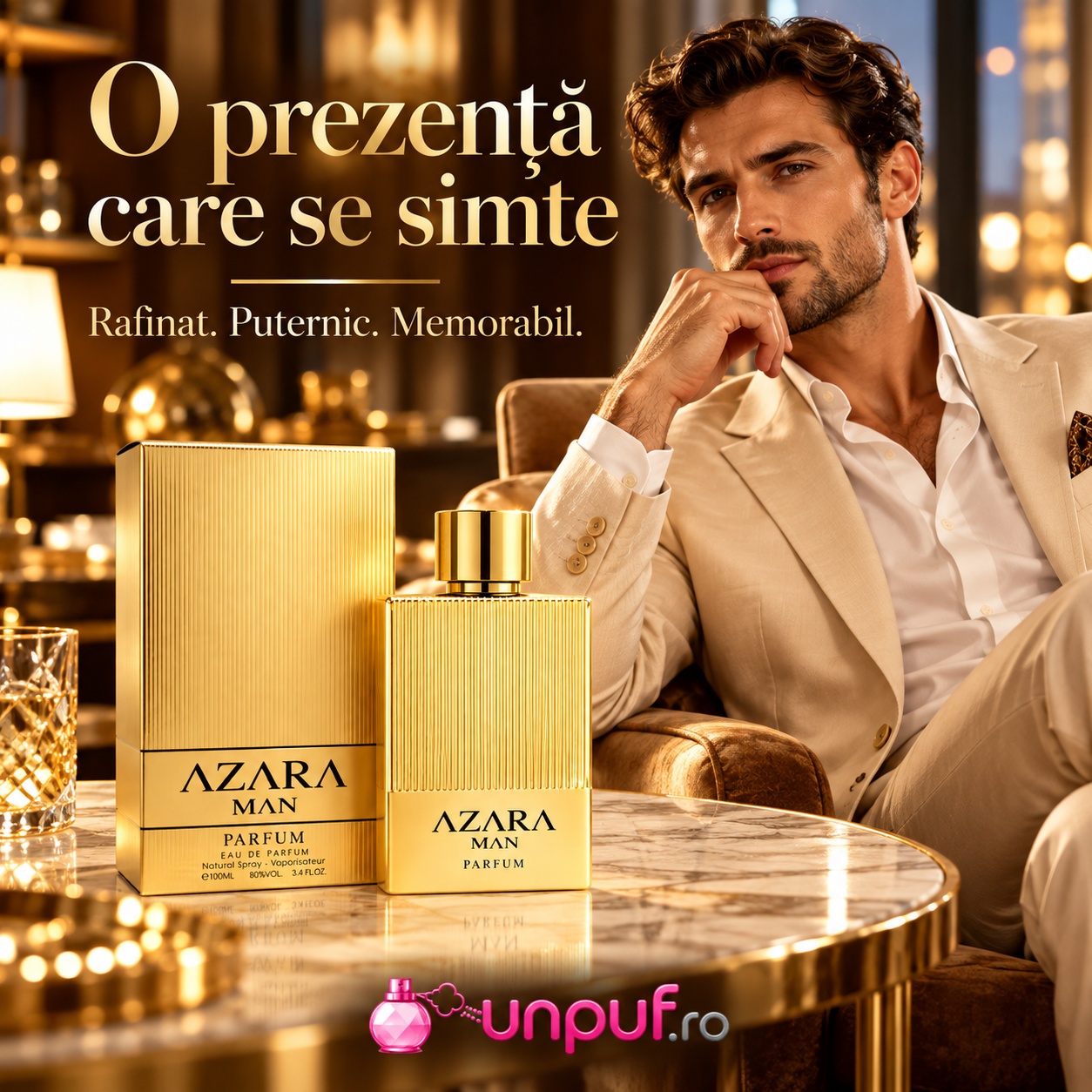 Fragrance World Azara Man parfum bărbătesc rafinat puternic și memorabil pentru momente speciale