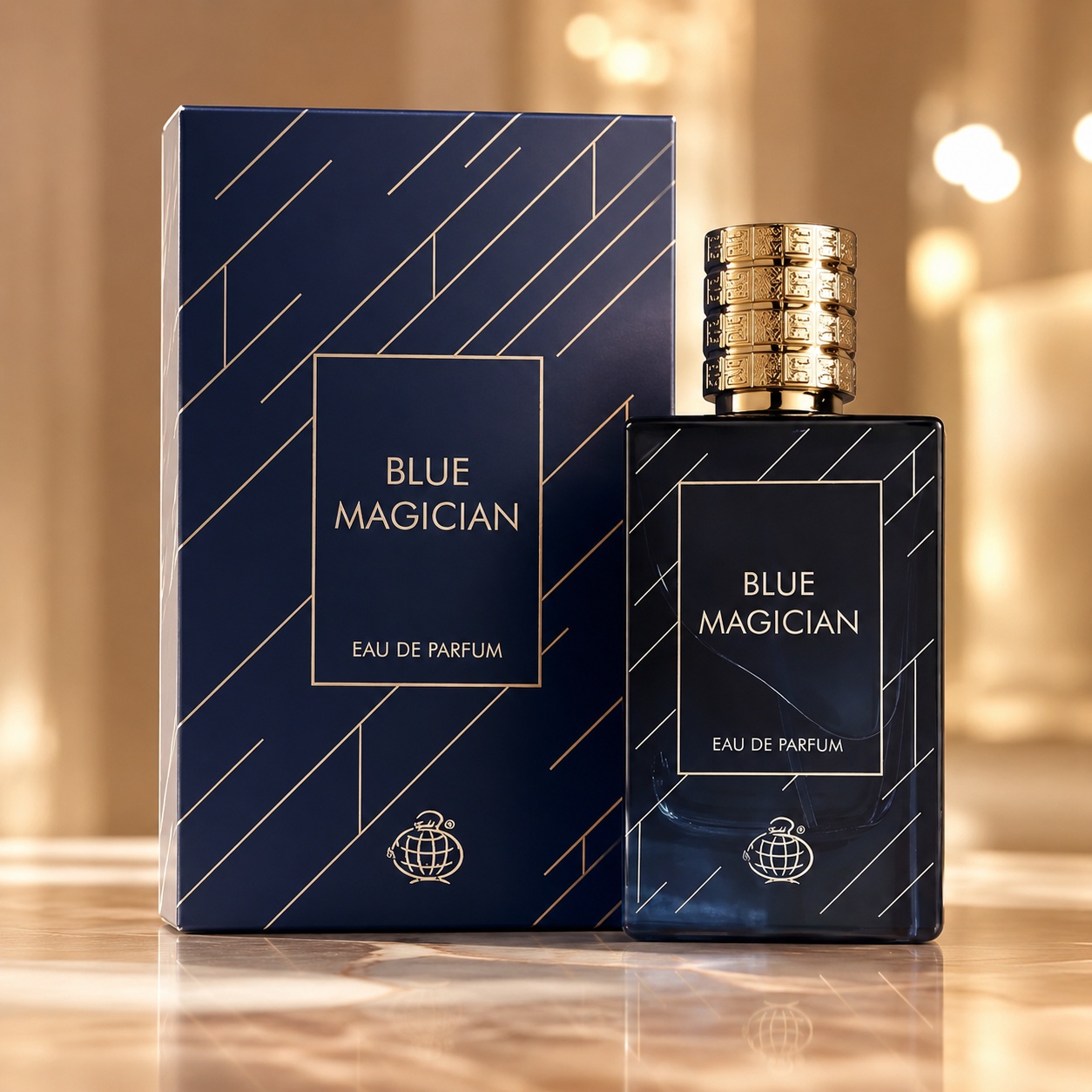 Parfum Arăbesc Fragrance World Blue Magician 100 ml cu flacon albastru elegant și cutie premium
