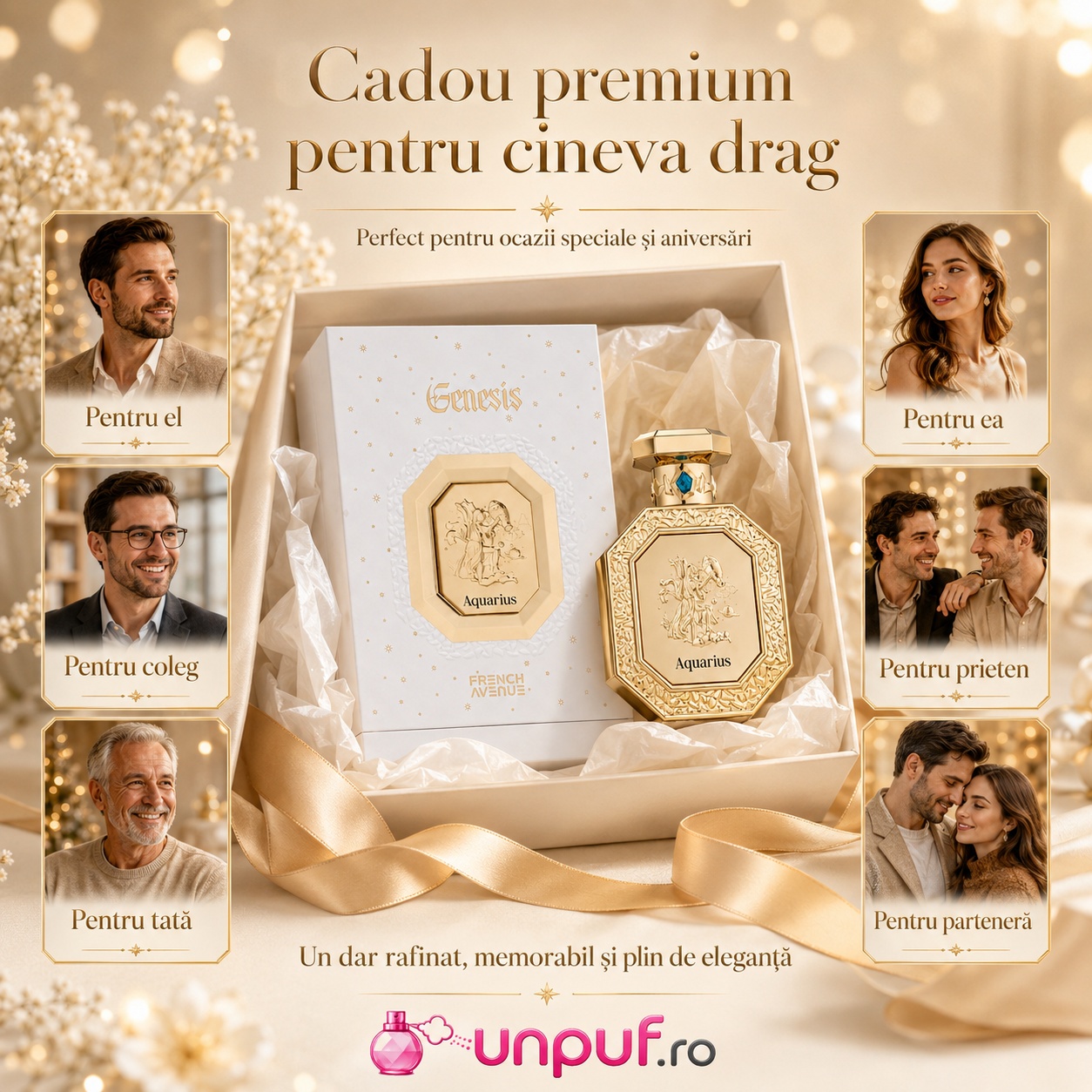Cadou premium Genesis Aquarius French Avenue pentru el, pentru ea, coleg, prieten, tată sau parteneră