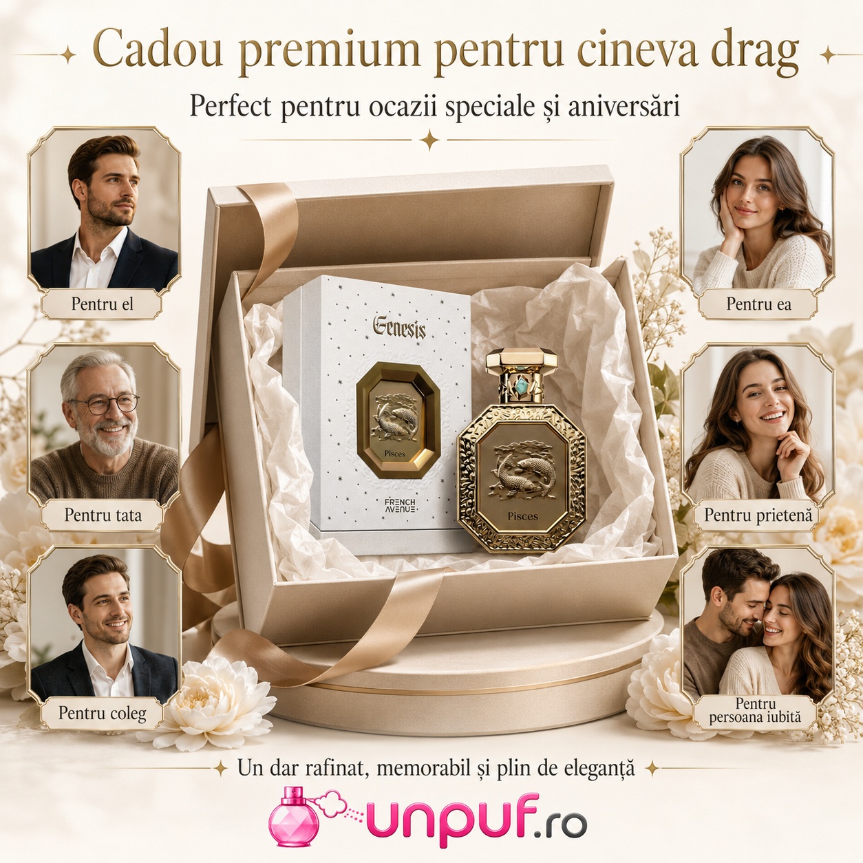 Cadou premium Genesis Pisces French Avenue pentru el, pentru ea, tată, coleg, prietenă sau persoana iubită