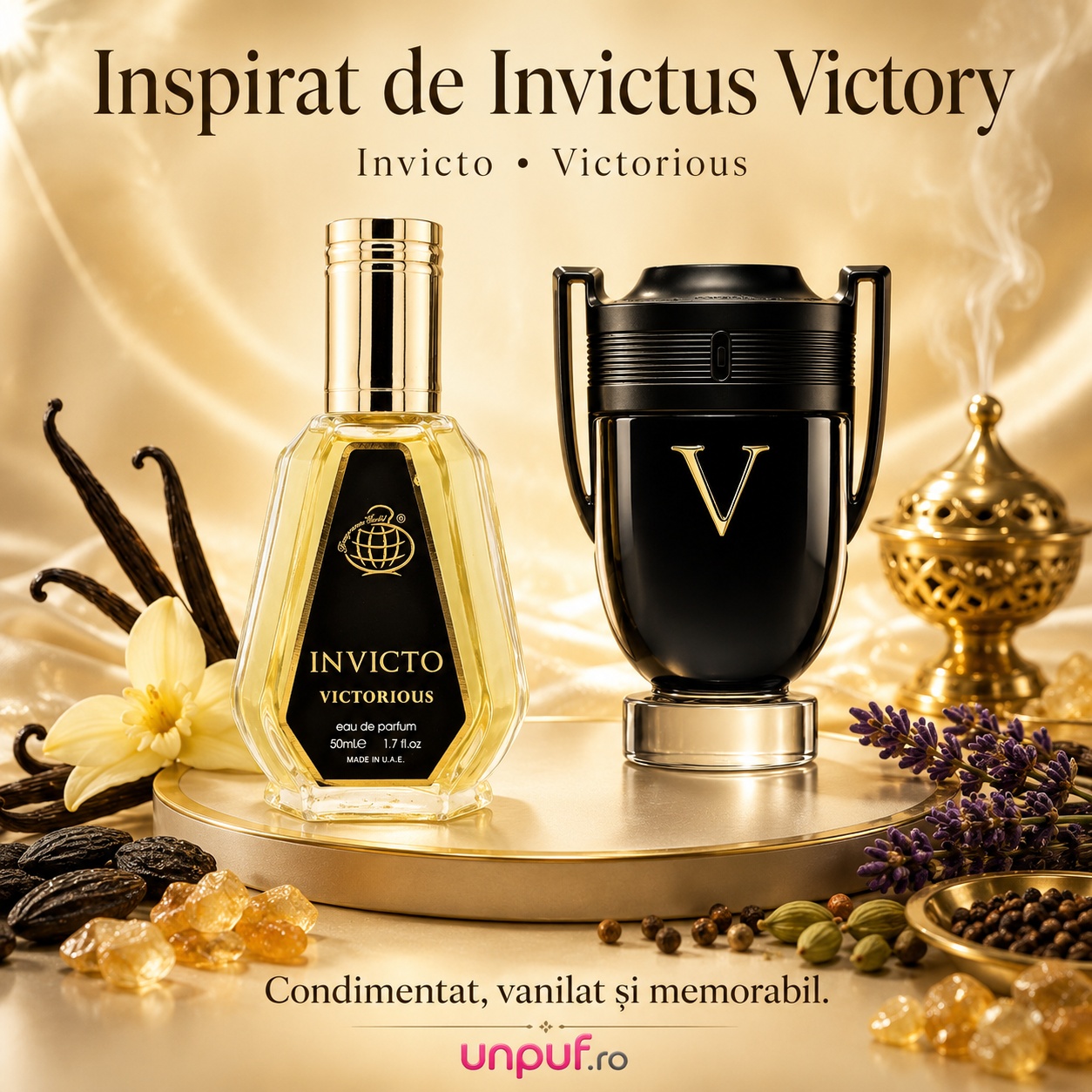 Invicto Victorious Fragrance World inspirat din Invictus Victory parfum masculin elegant și puternic