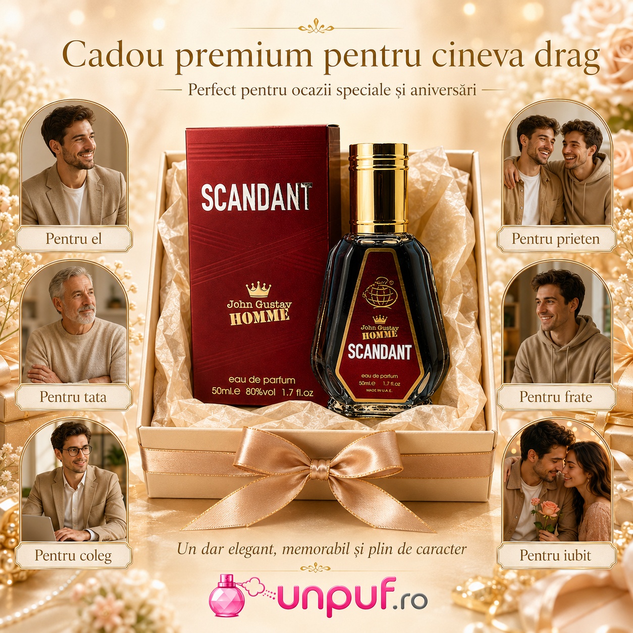 John Gustav Homme Scandant Le Parfum cadou premium pentru el tata frate coleg prieten și iubit