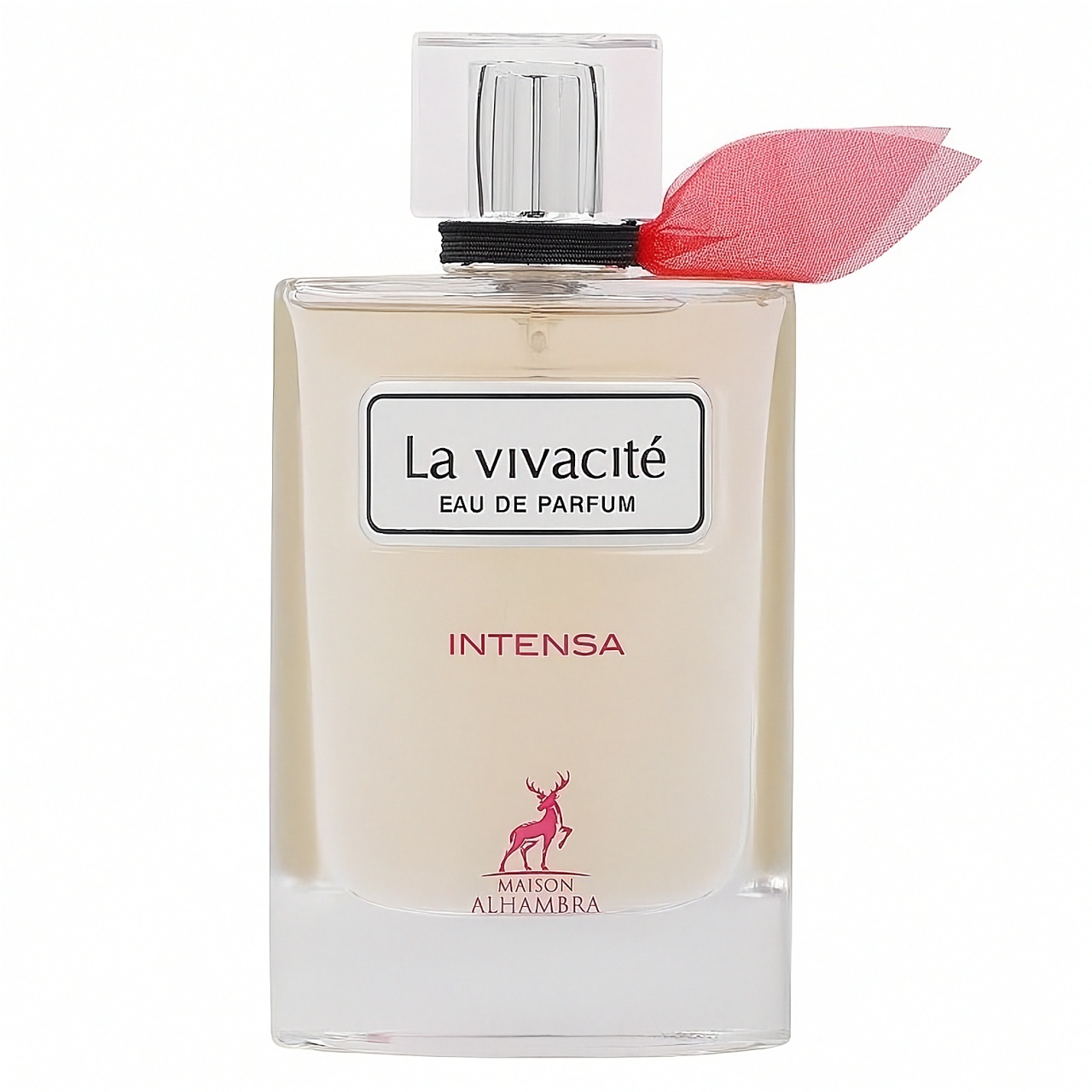 Sticlă parfum La Vivacit&eacute; Intensa Maison Alhambra 100 ml pe fundal alb