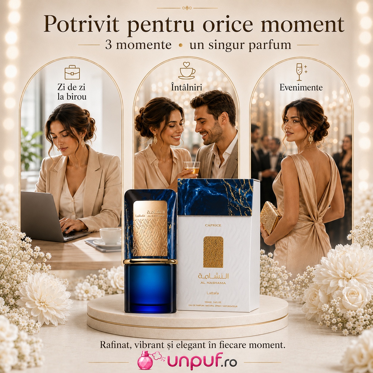 Parfum Lattafa Al Nashama Caprice potrivit pentru orice moment zi de zi &icirc;nt&acirc;lniri și evenimente