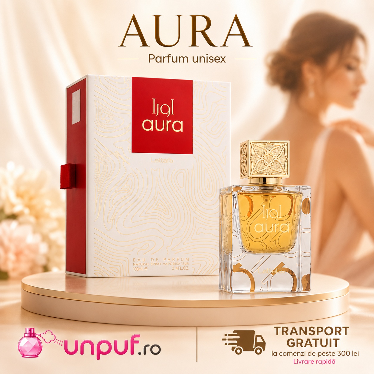 Parfum Lattafa Aura 100 ml unisex cu transport gratuit la comenzi de peste 300 lei și livrare rapidă
