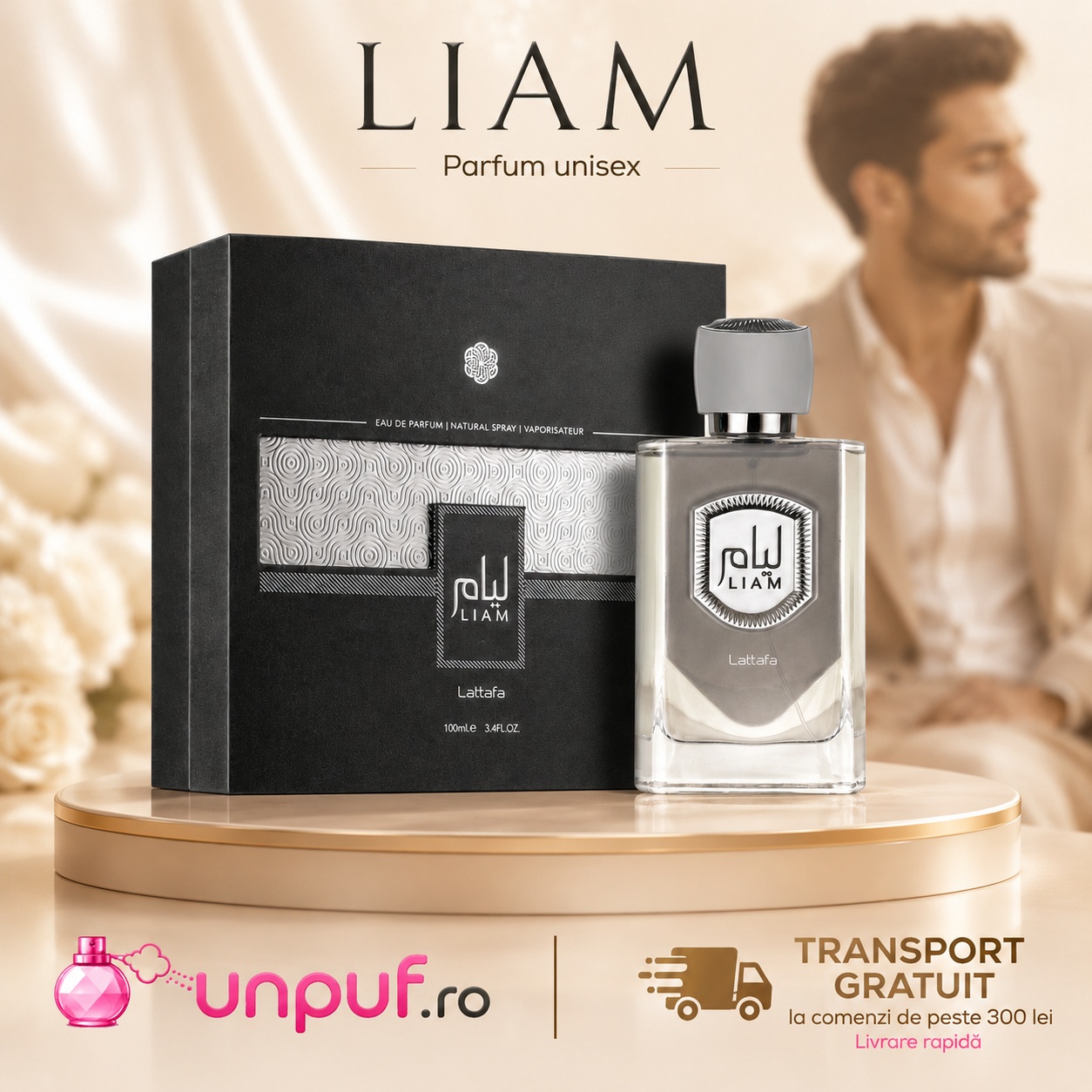 Lattafa Liam Grey parfum pentru bărbat cu prezentare premium și aromă rafinată modernă