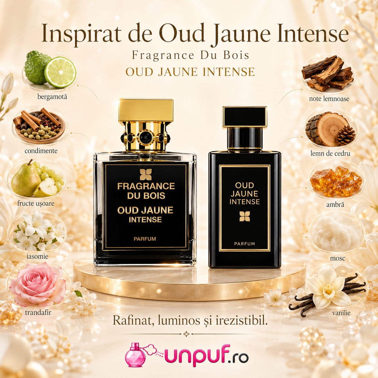 Ozareej Jaffa inspirat de Oud Jaune Intense Fragrance Du Bois, parfum oriental lemnos unisex