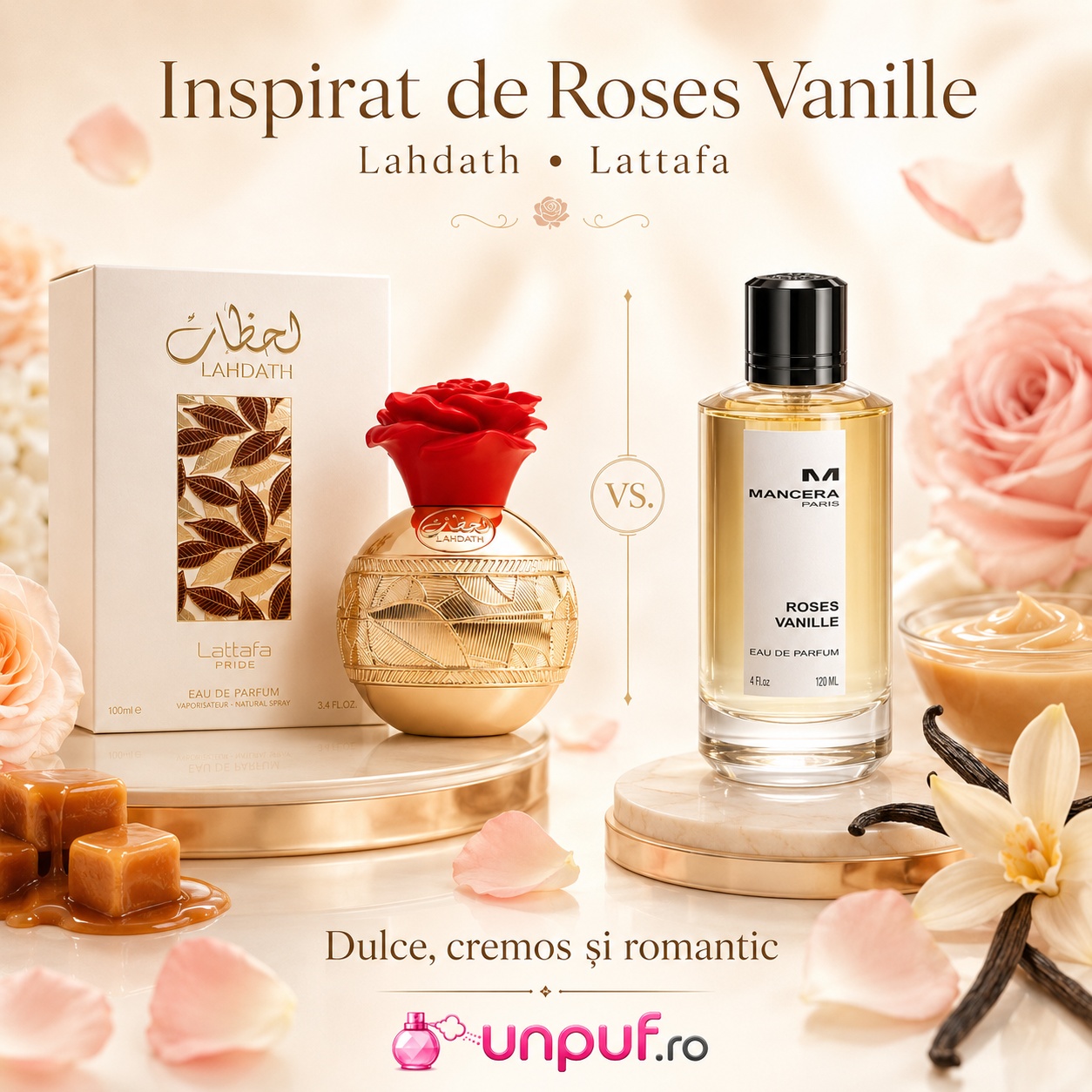 Lattafa Pride Lahdath inspirat de Roses Vanille parfum dulce cremos și romantic
