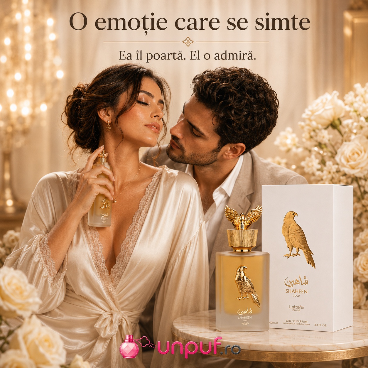Lattafa Pride Shaheen Gold parfum elegant o emoție care se simte ea &icirc;l poartă el o admiră