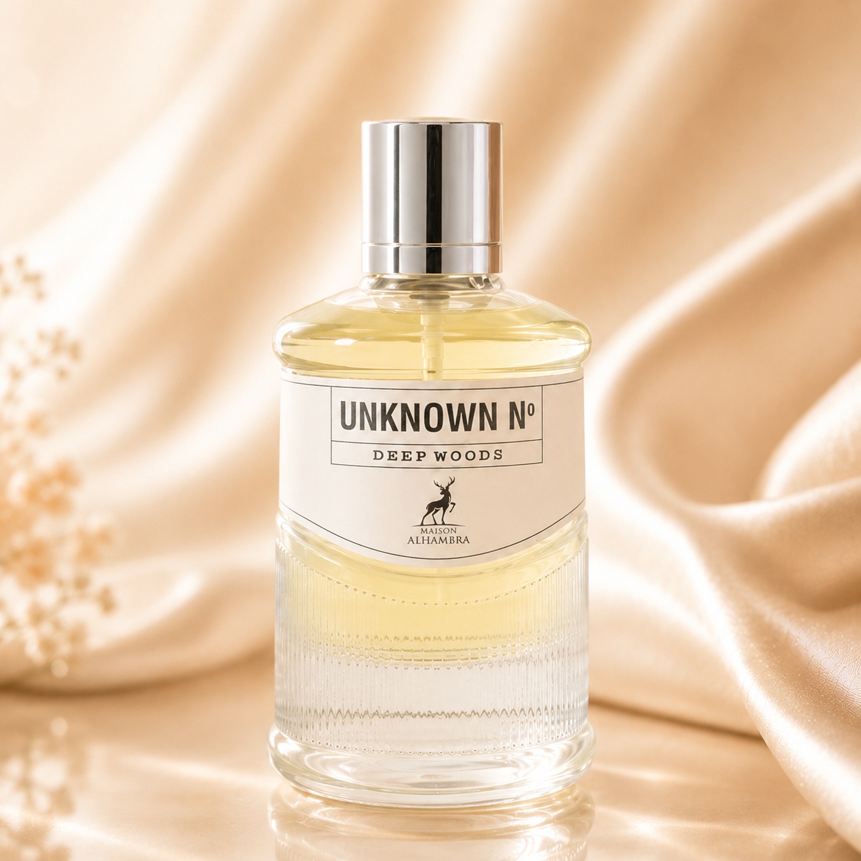 Sticlă Maison Alhambra Unknown No Deep Woods 100 ml, parfum arabesc unisex cu aromă lemnoasă și ambrată