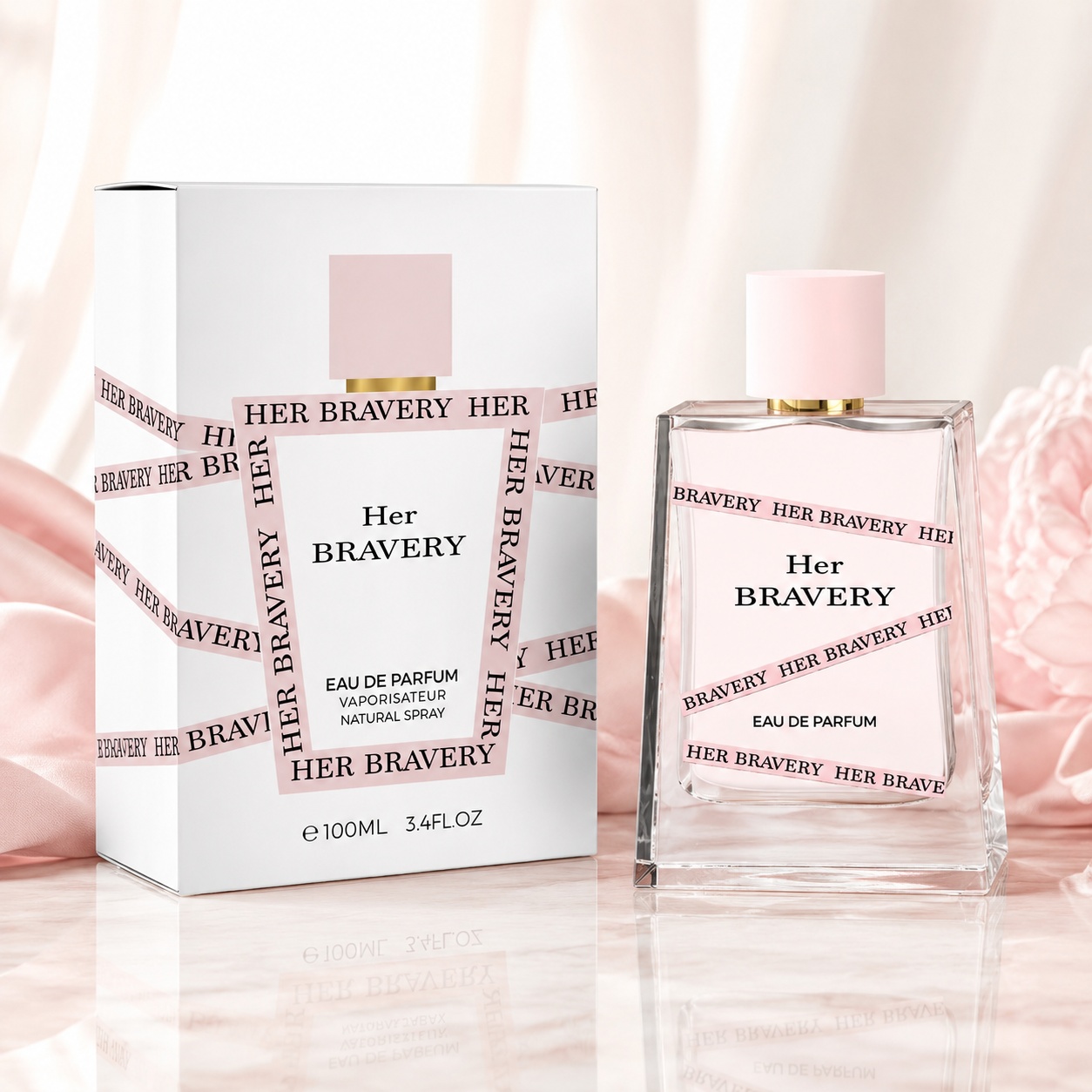 Parfum Arăbesc Milestone Her Bravery EDP 100 ml Damă cu sticlă roz pudrat și cutie albă premium