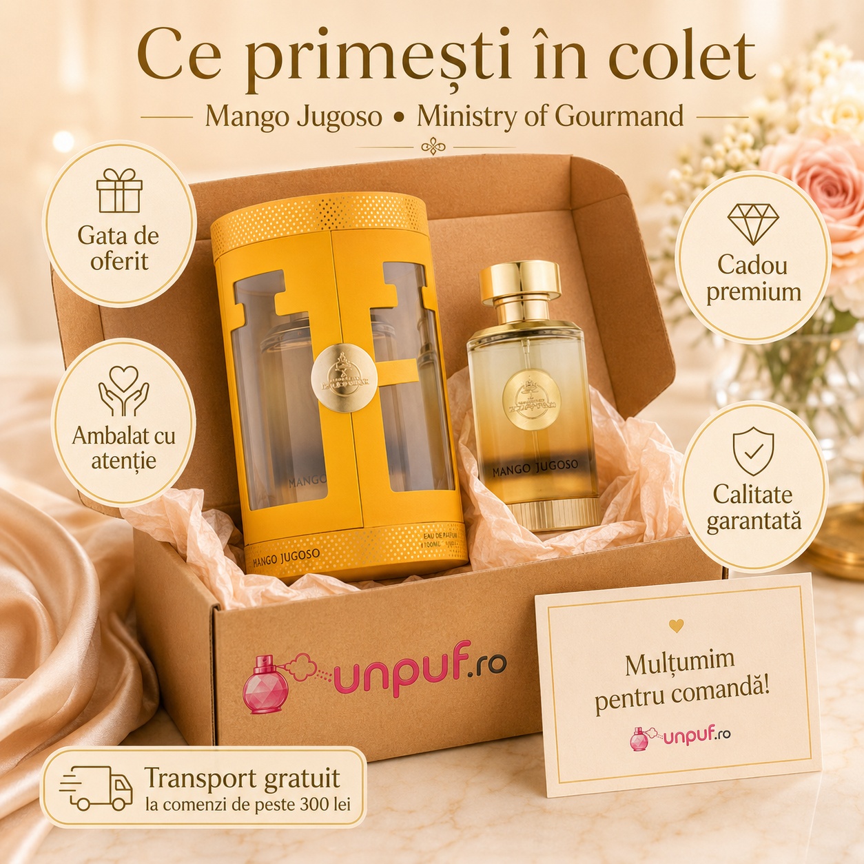Parfum Mango Jugoso cu aromă exotică, fructată și elegantă, potrivit pentru purtare zilnică