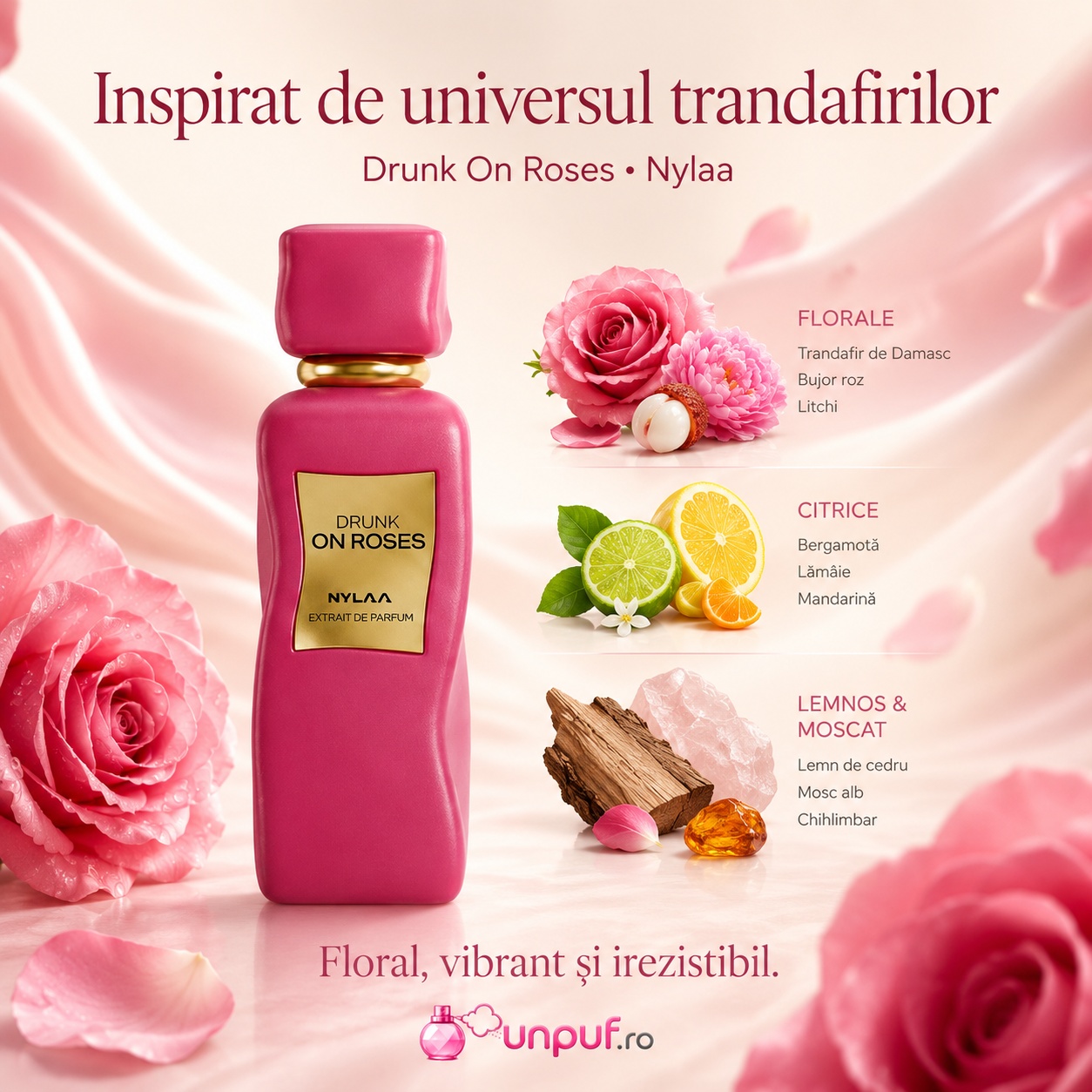 Nylaa Drunk On Roses inspirat de universul trandafirilor, aromă florală vibrantă