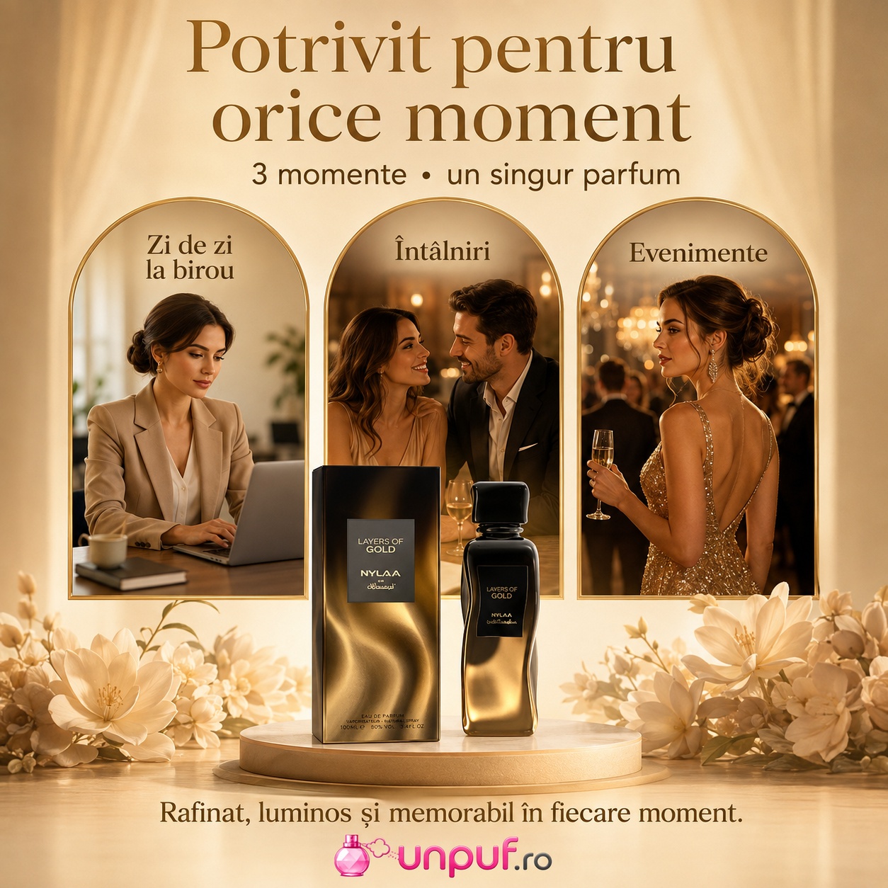 Nylaa Layers of Gold potrivit pentru zi de zi, întâlniri și evenimente