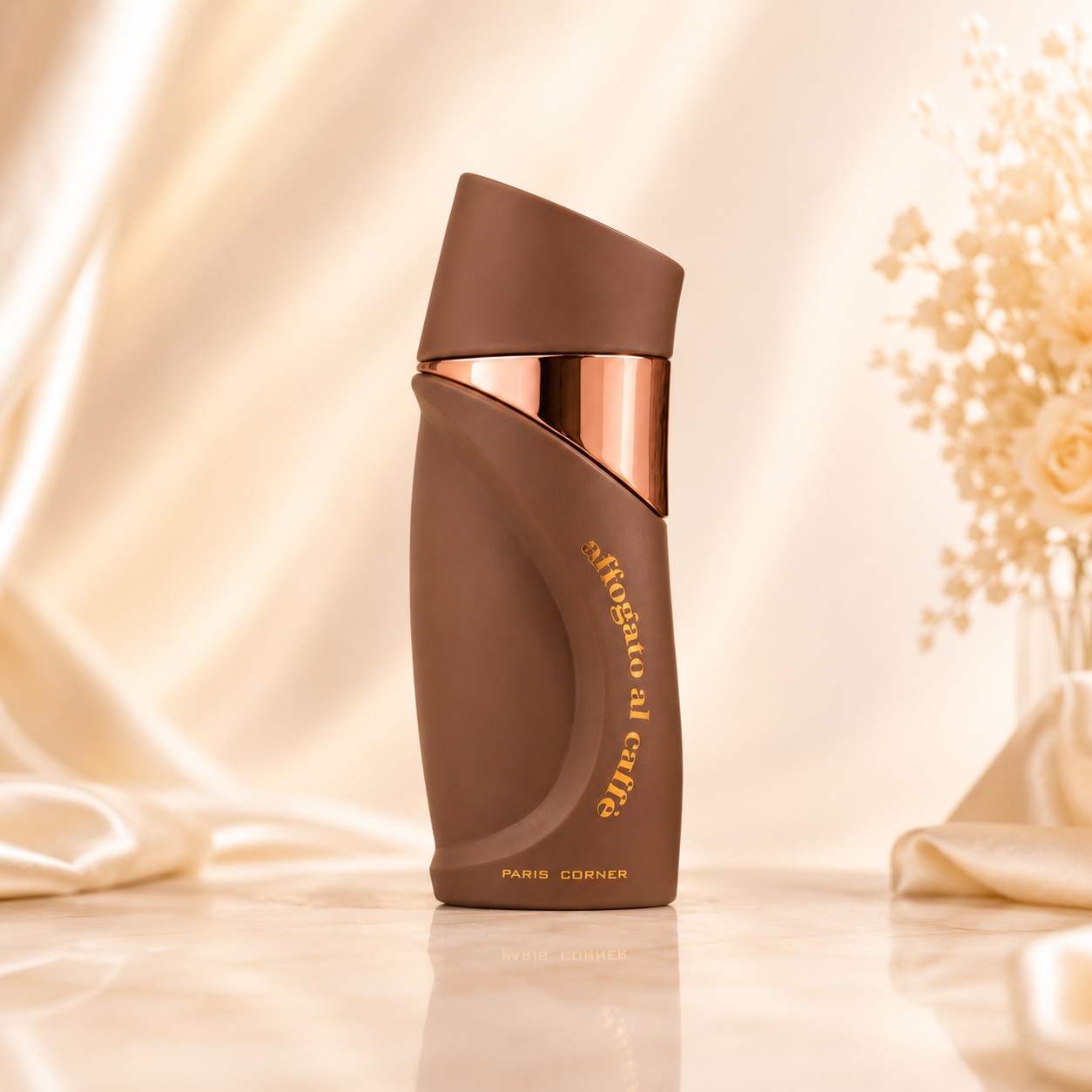 Flacon Paris Corner Affogato Al Caffe 100 ml, parfum unisex cu design maro și detalii premium