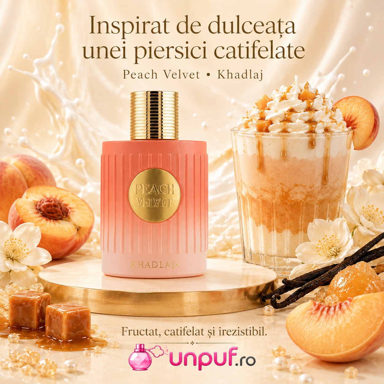 Peach Velvet inspirat de dulceața unei piersici catifelate, parfum fructat și irezistibil