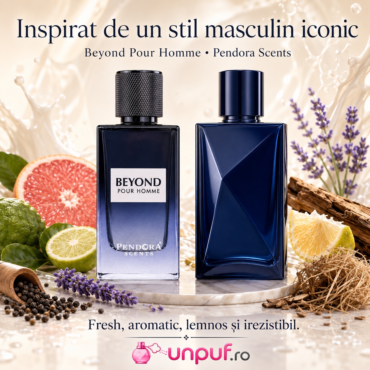 Beyond Pour Homme inspirat de un stil masculin iconic, fresh, aromatic și lemnos