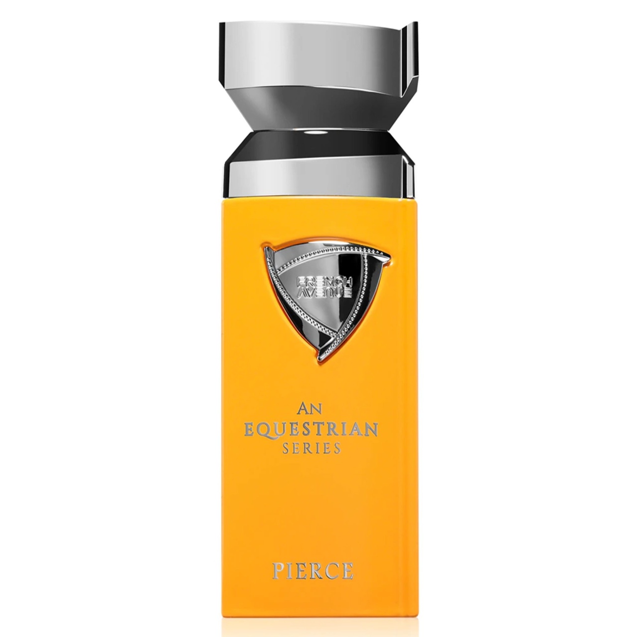 Pierce An Equestrian Series French Avenue 100 ml flacon individual portocaliu cu capac argintiu pe fundal alb