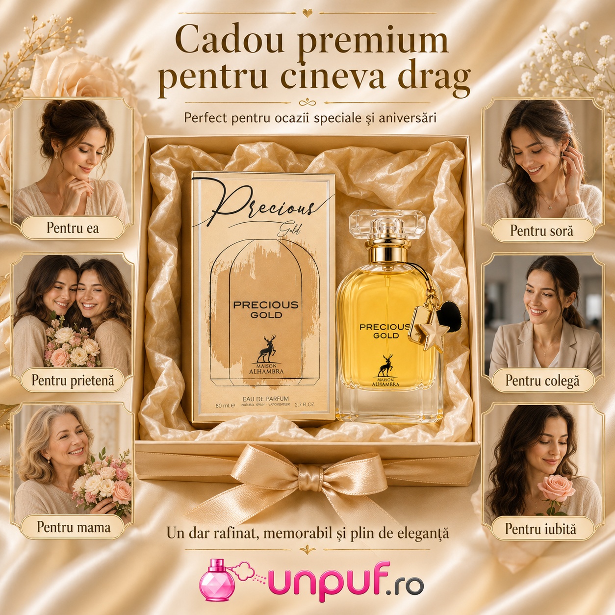 Precious Gold Maison Alhambra cadou premium pentru ea, mamă, prietenă, soră, colegă sau iubită
