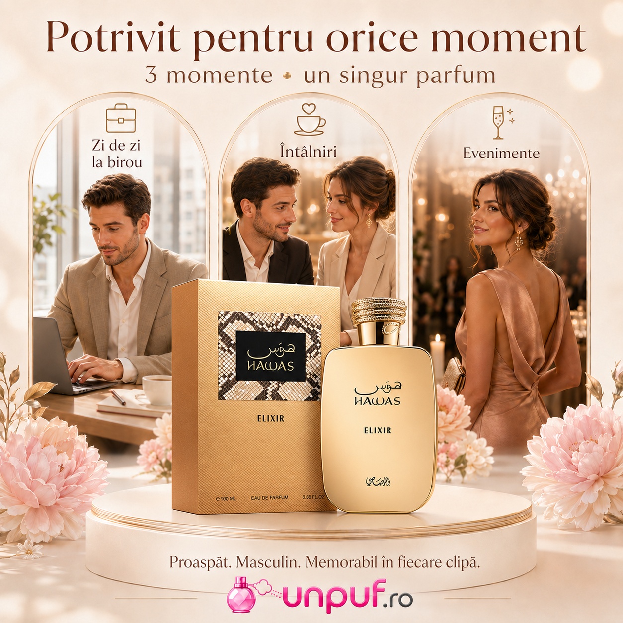 Parfum Rasasi Hawas Elixir potrivit pentru zi de zi, birou, întâlniri și evenimente speciale