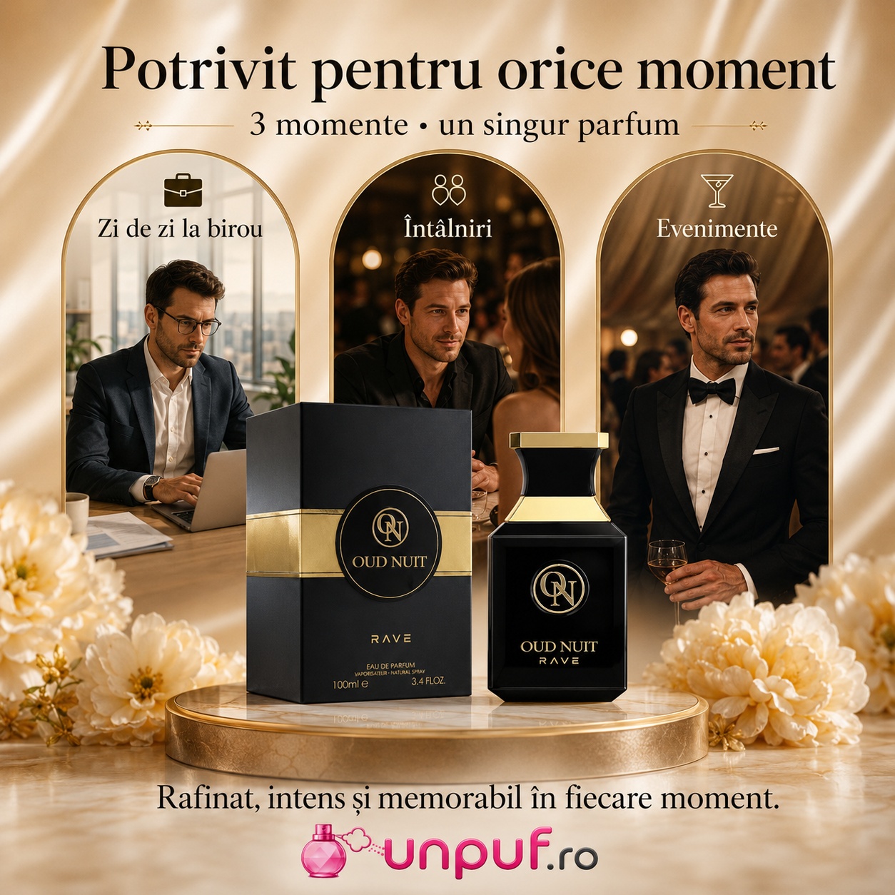 Rave Oud Nuit inspirat de Giorgio Armani Oud Nuit, parfum oriental lemnos cu oud și șofran