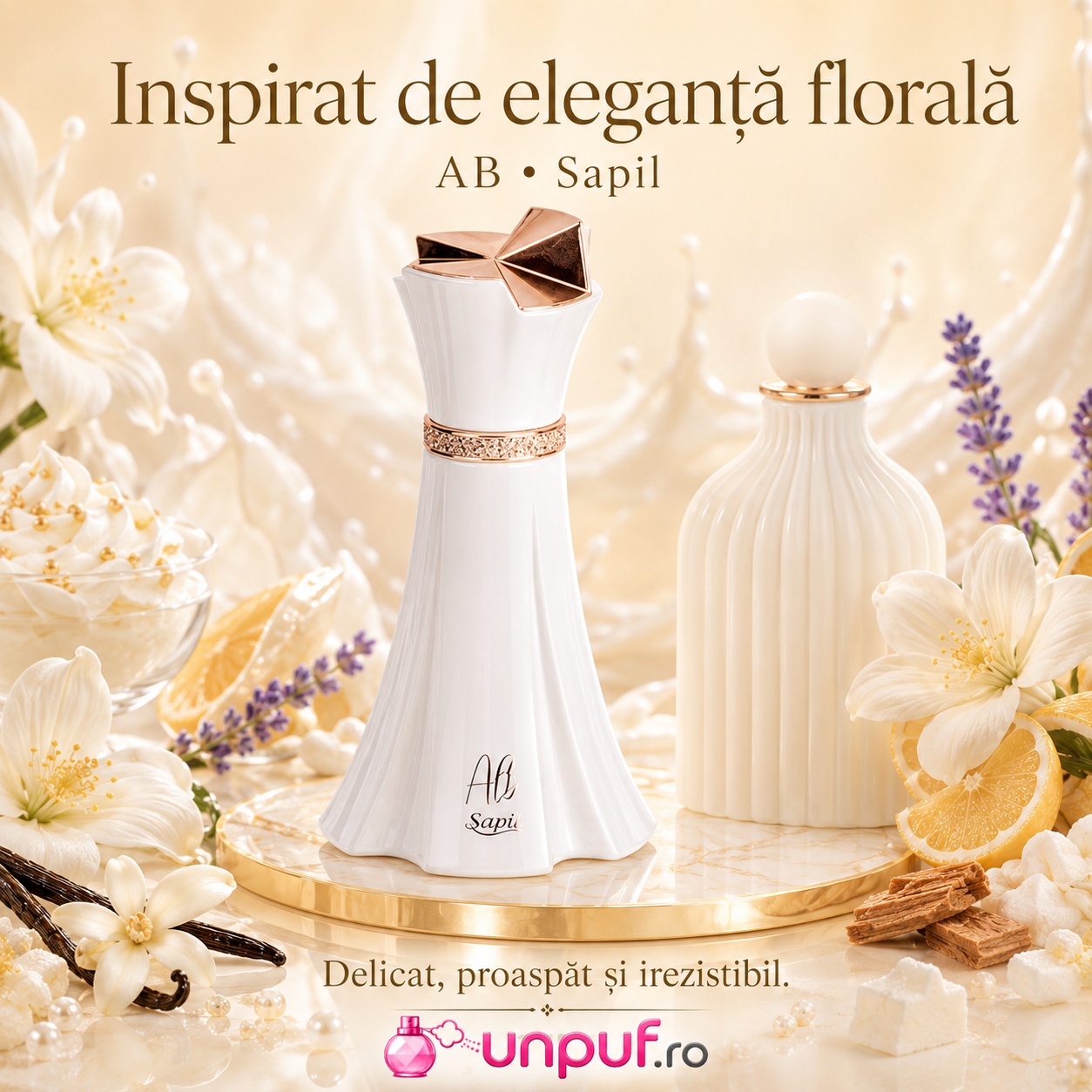 Sapil Albi inspirat de eleganța florală, parfum delicat, proaspăt și feminin