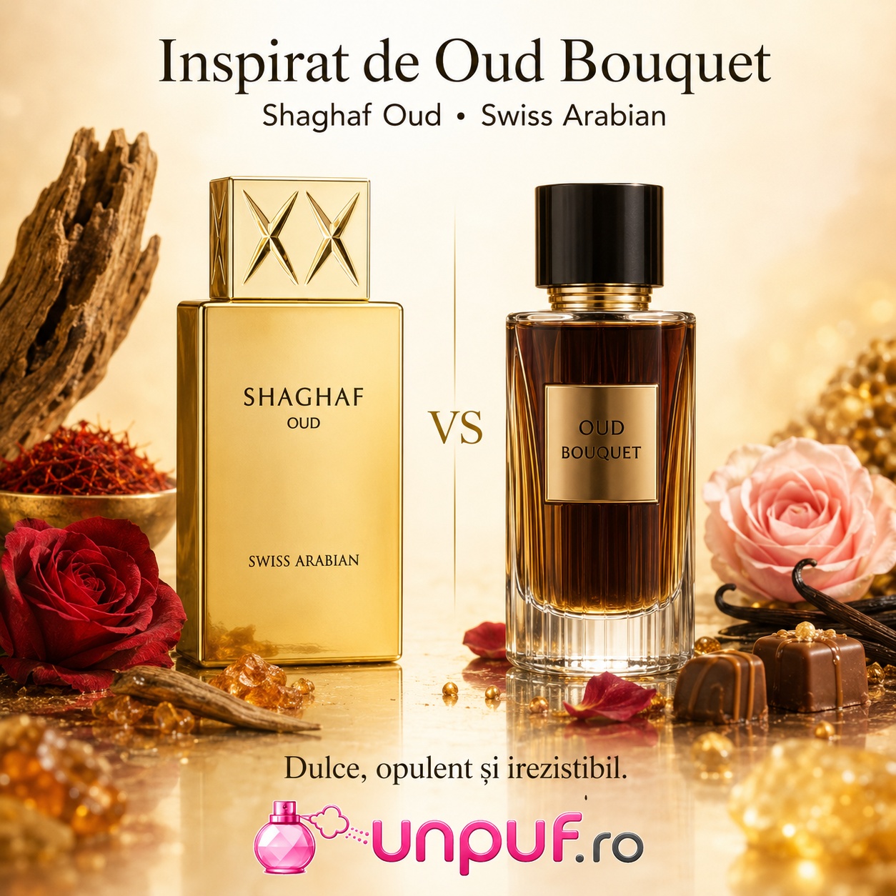 Shaghaf Oud inspirat de Oud Bouquet, parfum dulce, opulent și irezistibil