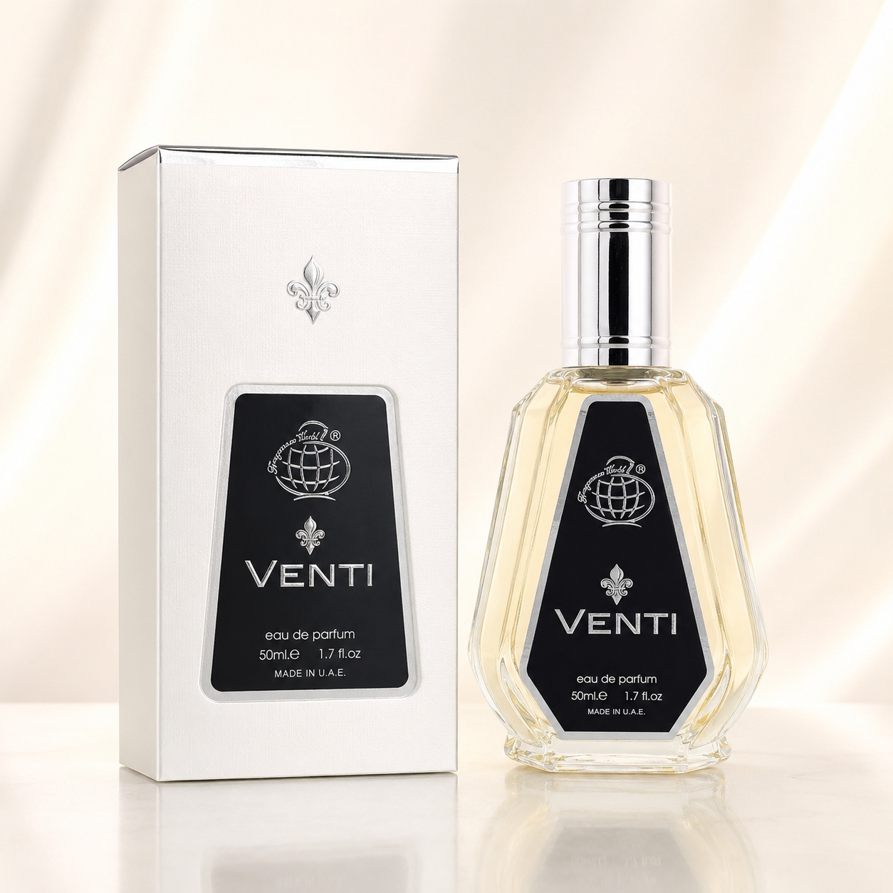 Parfum Arăbesc Venti Fragrance World 50 ml Apă de Parfum Unisex cu sticlă transparentă și cutie albă premium