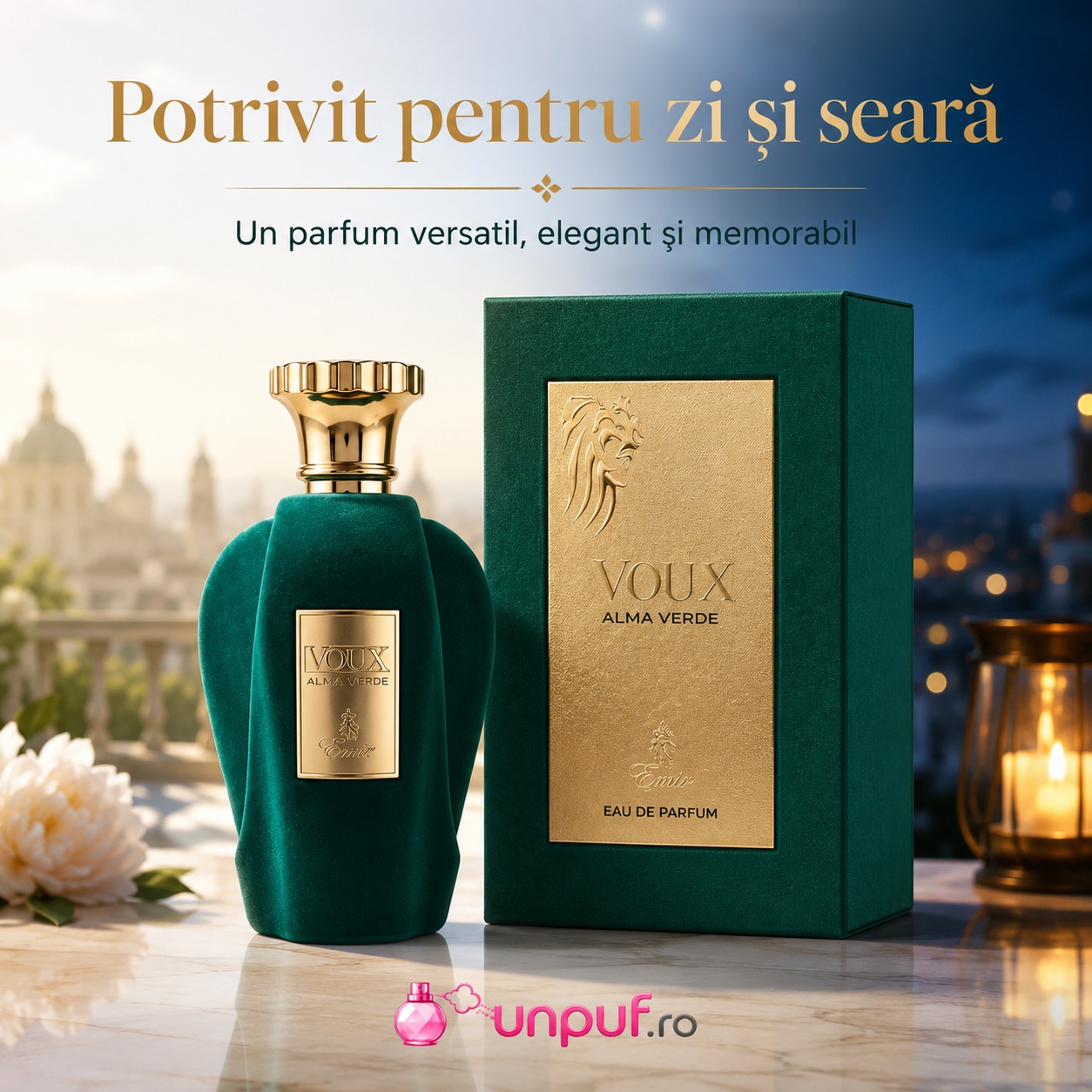 Voux Alma Verde Emir parfum potrivit pentru zi și seară versatil elegant și memorabil