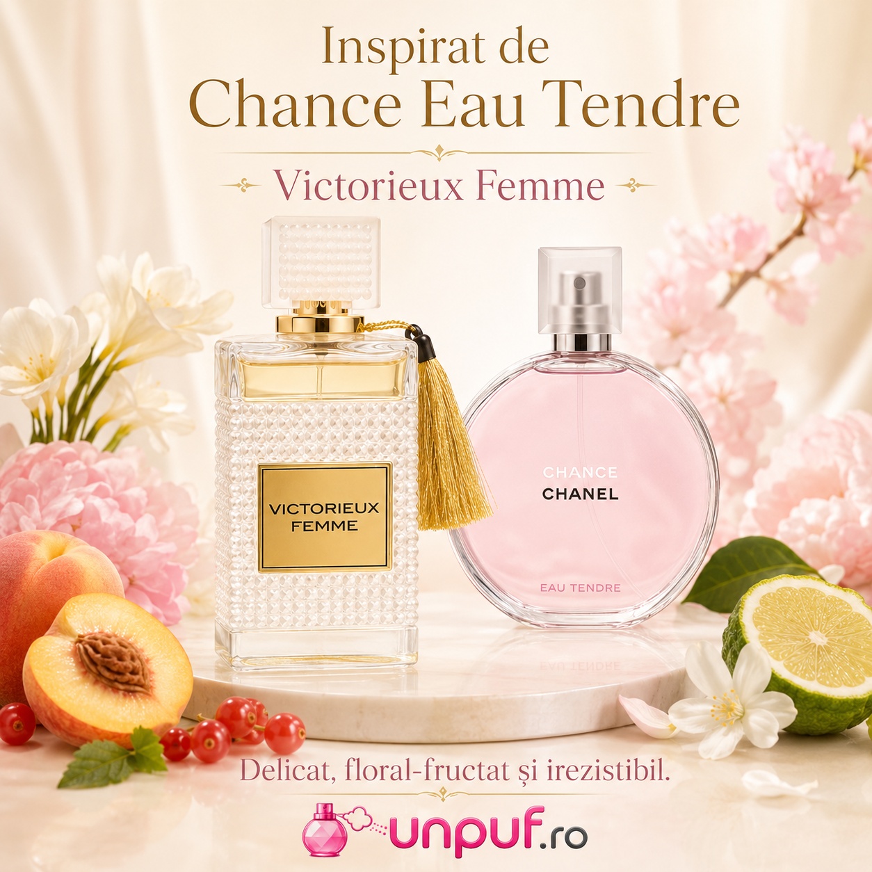 Vurv Victorieux Femme inspirat de Chance Eau Tendre, parfum floral fructat delicat și irezistibil