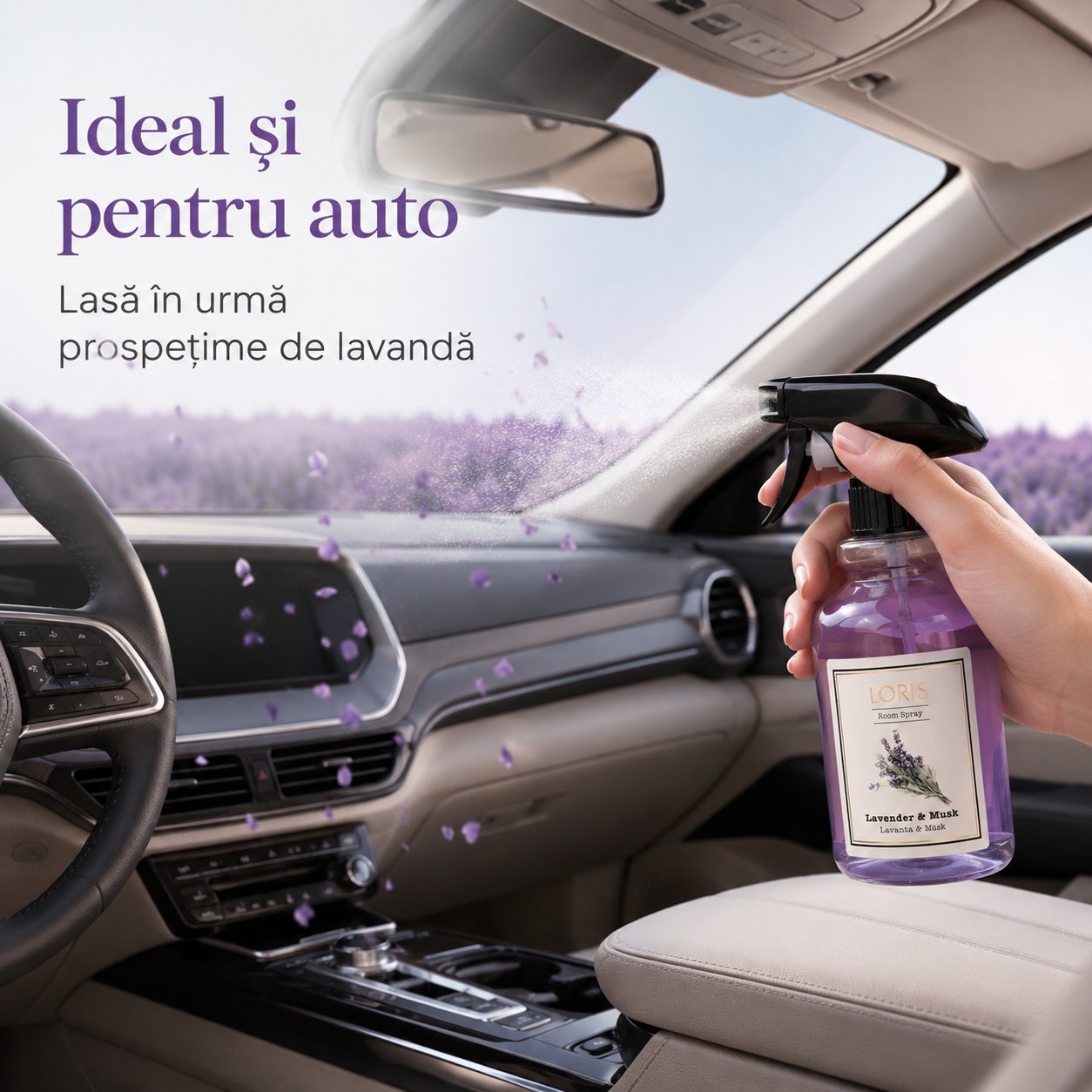 Spray Odorizant Loris Pafum Lavender & Musk ideal și pentru auto prospețime de lavandă