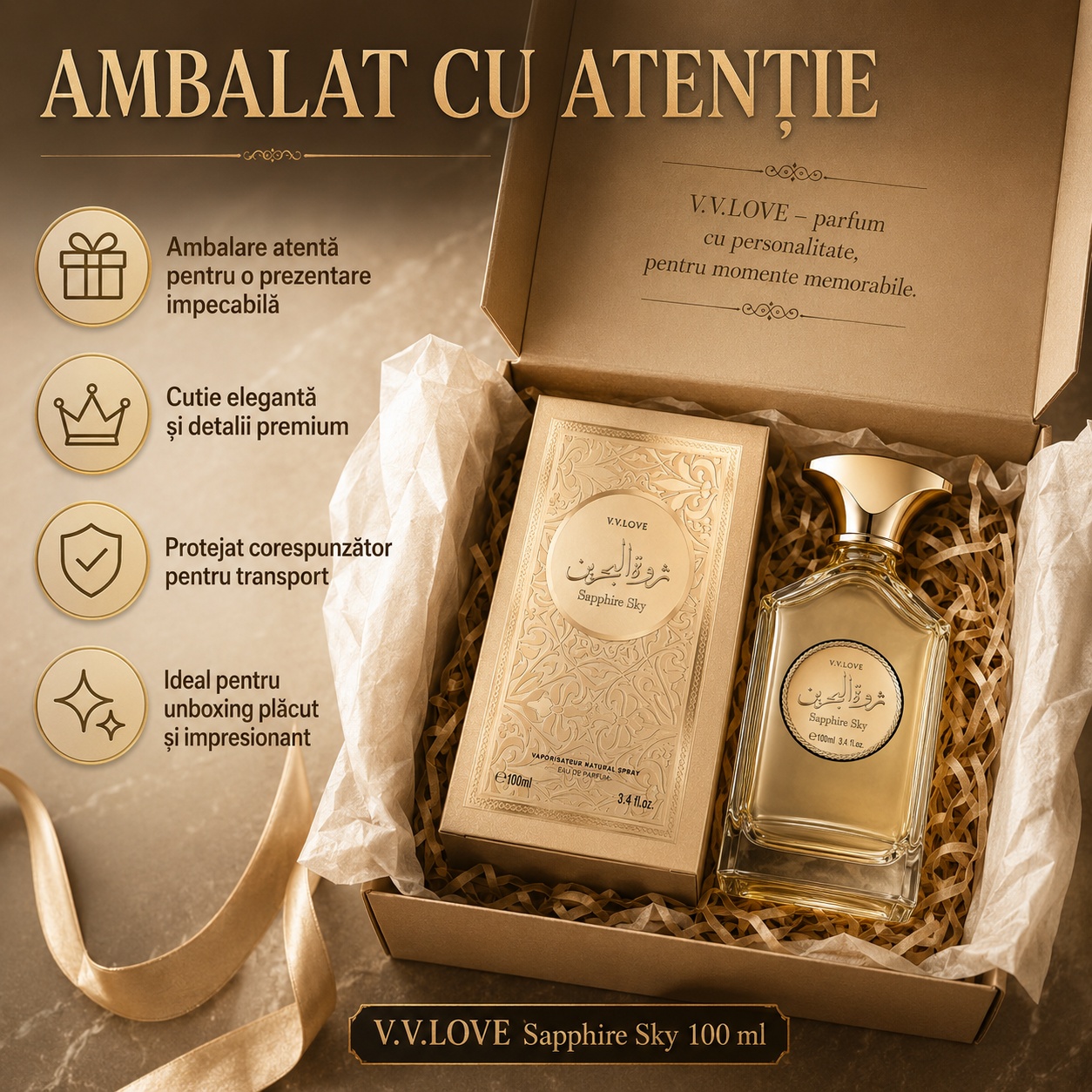 Ambalaj premium V.V.Love Sapphire Sky Eau de Parfum 100 ml