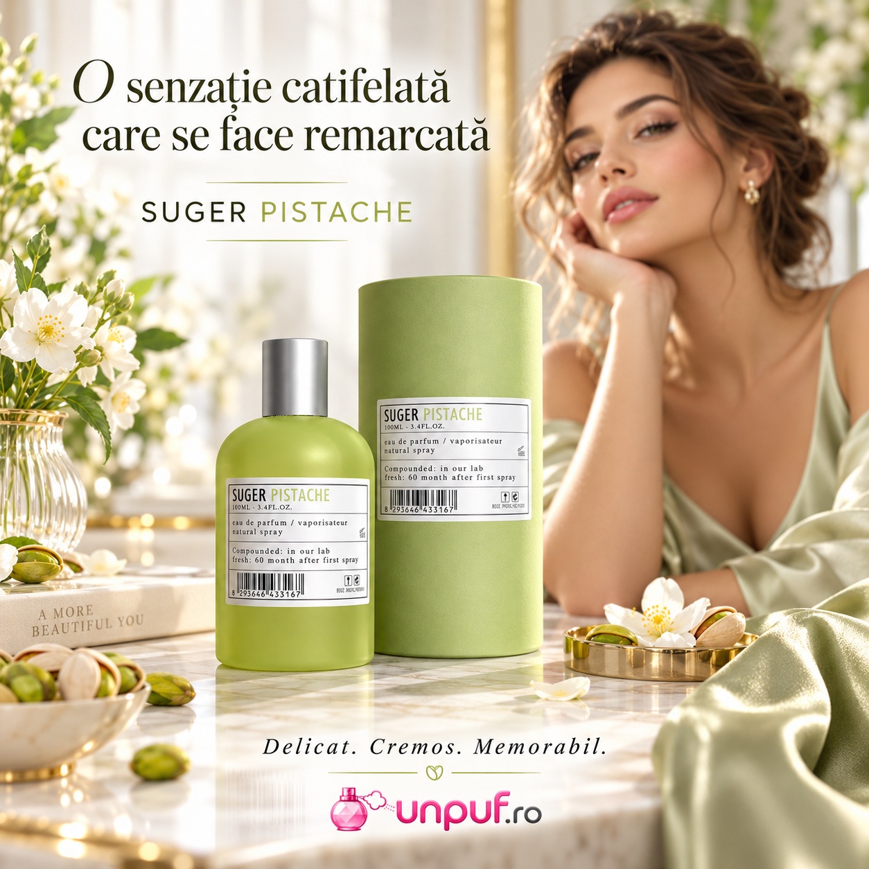 Aro-Fac Pistache Suger parfum unisex gurmand catifelat pentru seri cozy și cadou premium