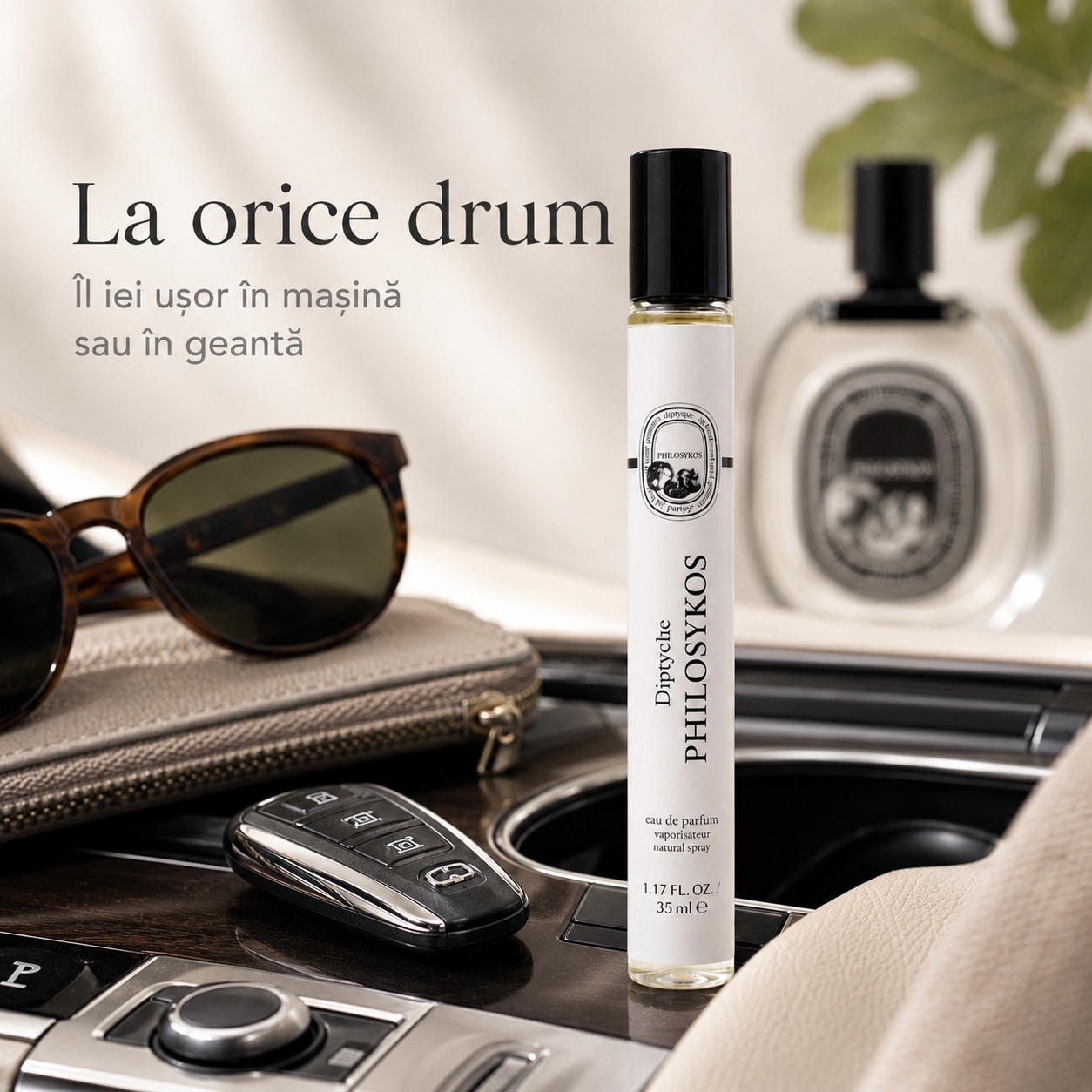 Diptychs Philosykos 35 ml la orice drum parfum compact pentru mașină geantă și deplasări