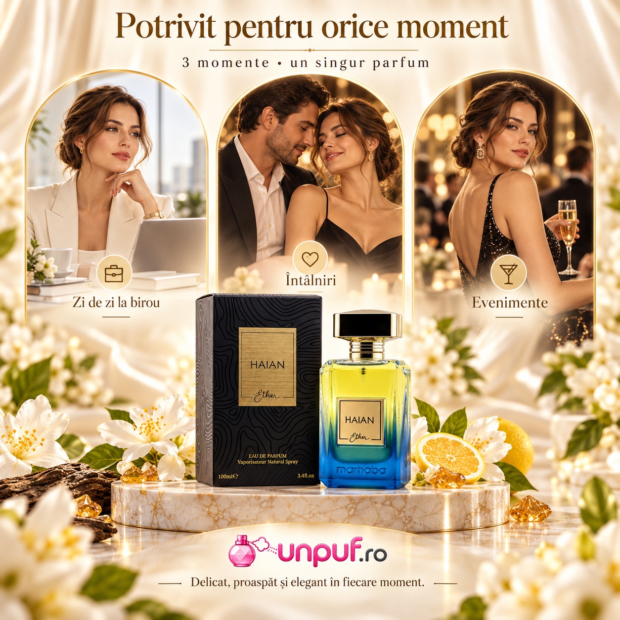 Haian Ether x Marhaba potrivit pentru birou, întâlniri și evenimente, parfum delicat, proaspăt și elegant