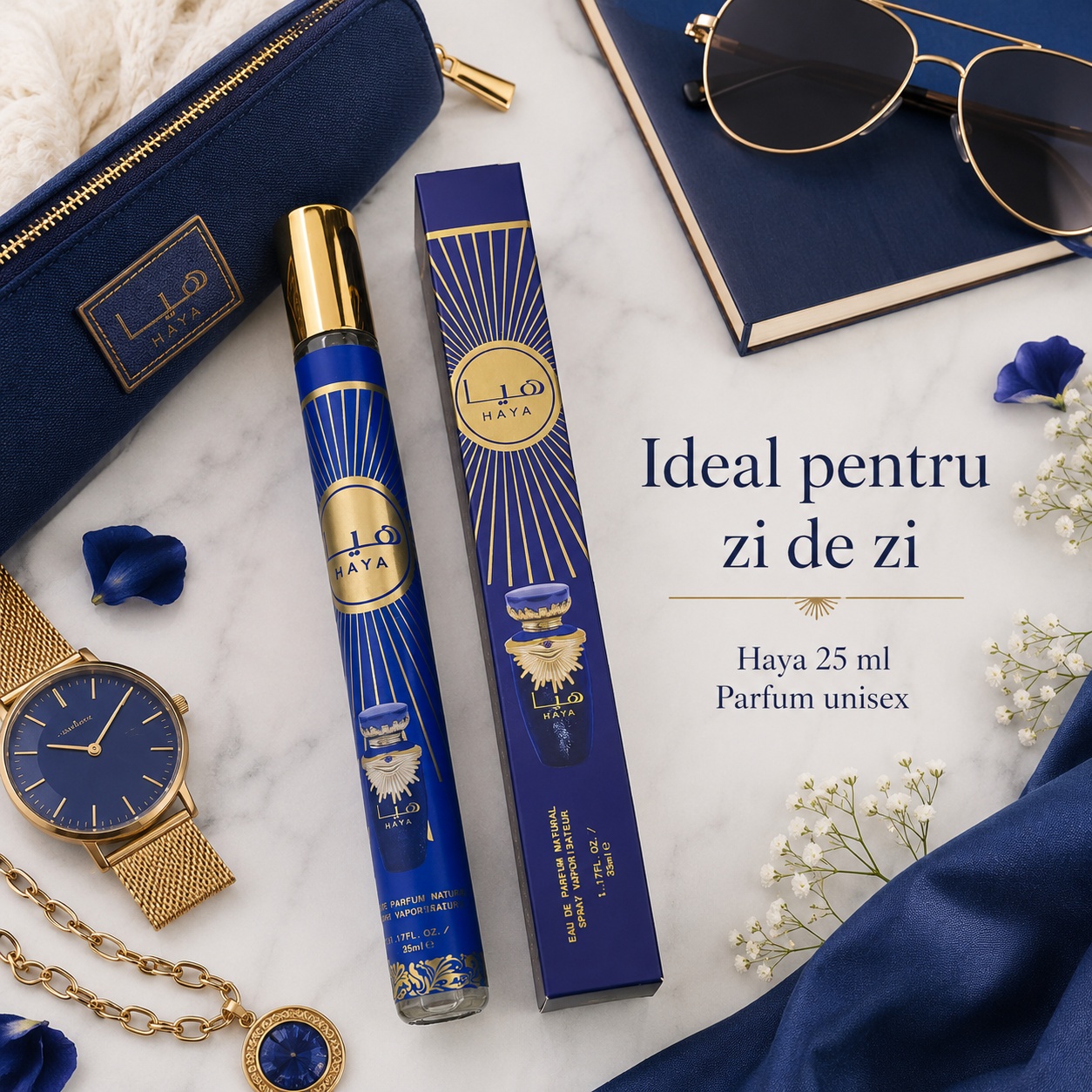 Haya 35 ml ideal pentru zi de zi, parfum unisex compact pentru geantă, birou și călătorii