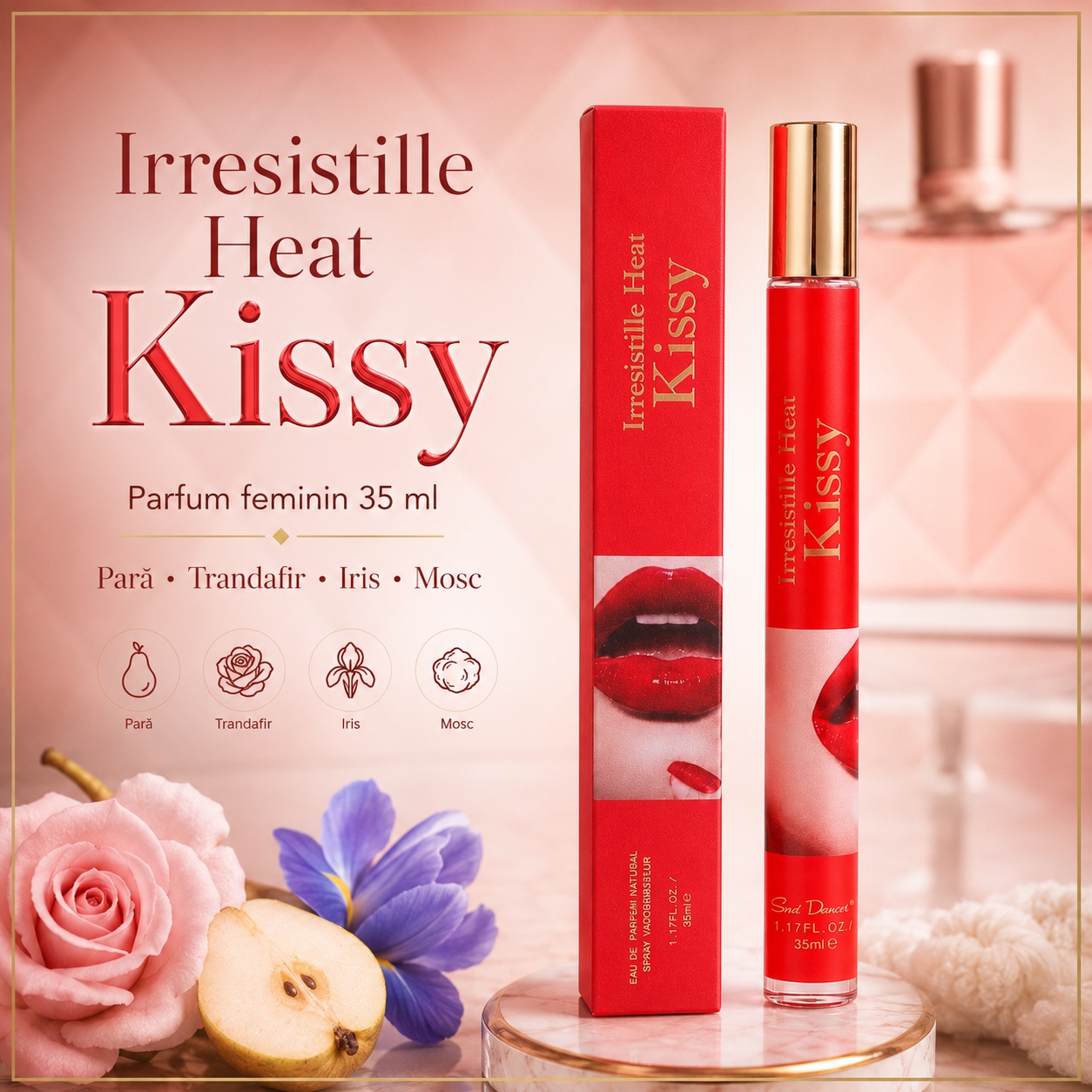 Irresistille Heat Kissy parfum feminin 35 ml cu note de pară trandafir iris și mosc