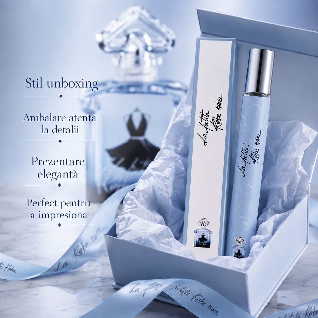 Stil unboxing La Petite Robe Noire 35 ml ambalare atentă la detalii prezentare elegantă și feminină