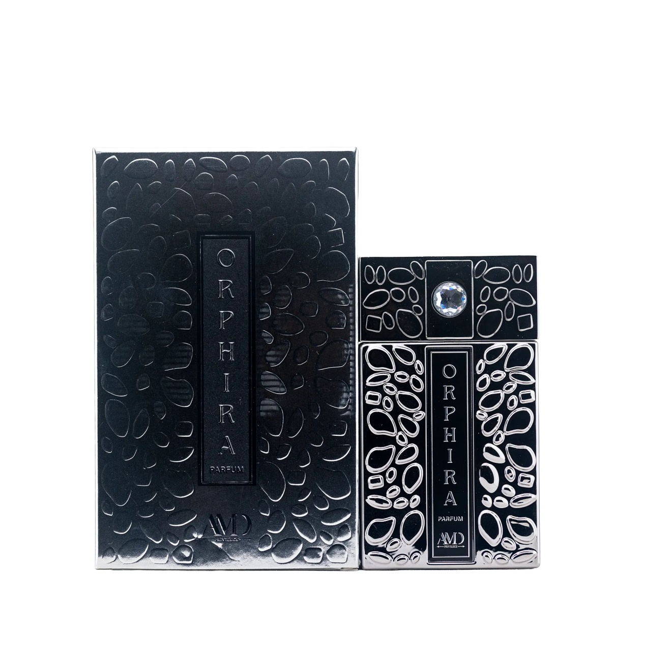 Orphira AMD Perfumes Eau de Parfum 100 ml cu sticlă și cutie pe fundal alb