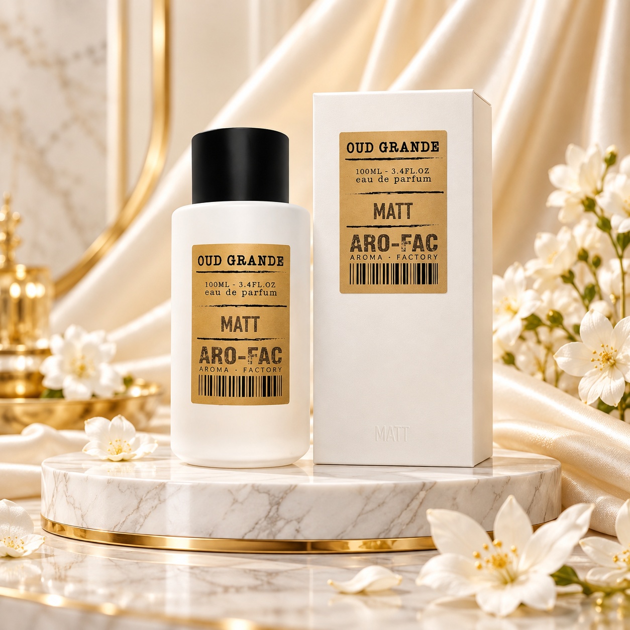 Oud Grande Aro-Fac Eau de Parfum 100 ml parfum unisex cu sticlă albă și cutie premium