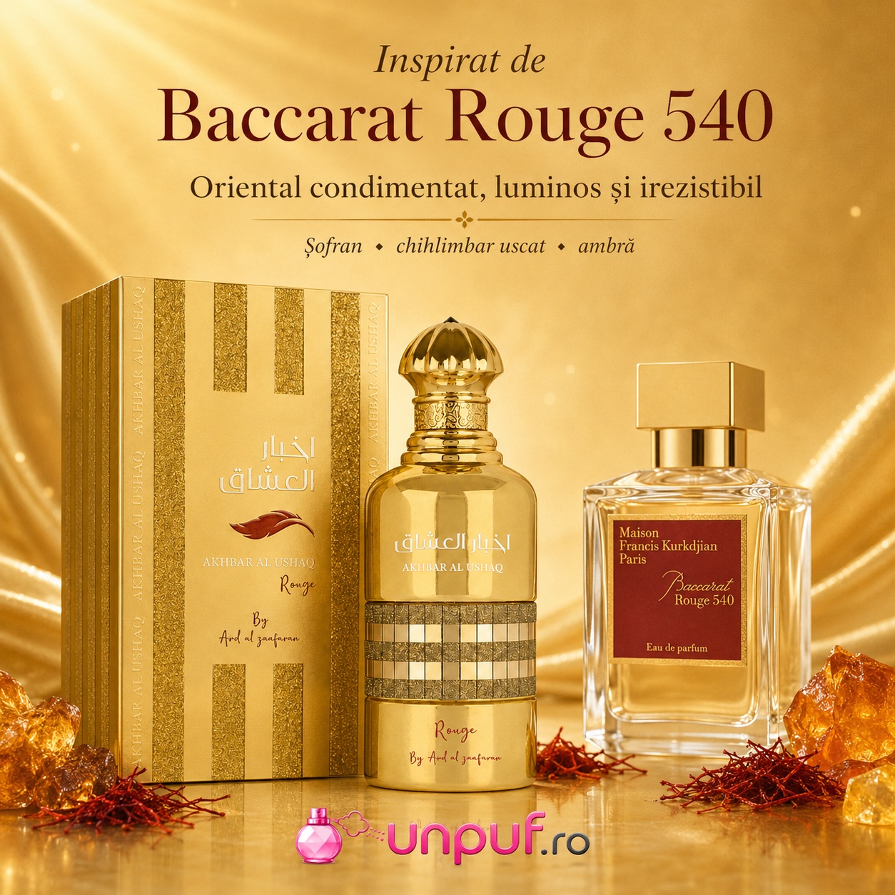 Akhbar Al Ushaq Rouge Ard Al Zaafaran inspirat din Baccarat Rouge 540