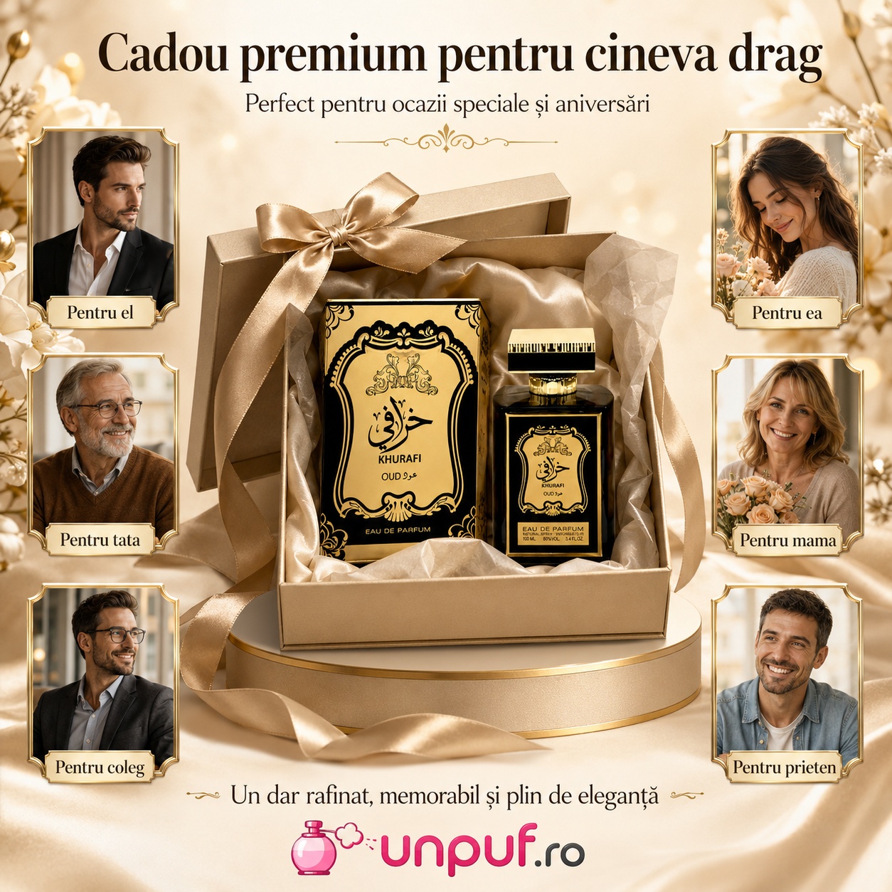 Al Raheeb Khurafi Oud cadou premium pentru el, ea, tată, mamă, coleg, prieten sau persoană dragă