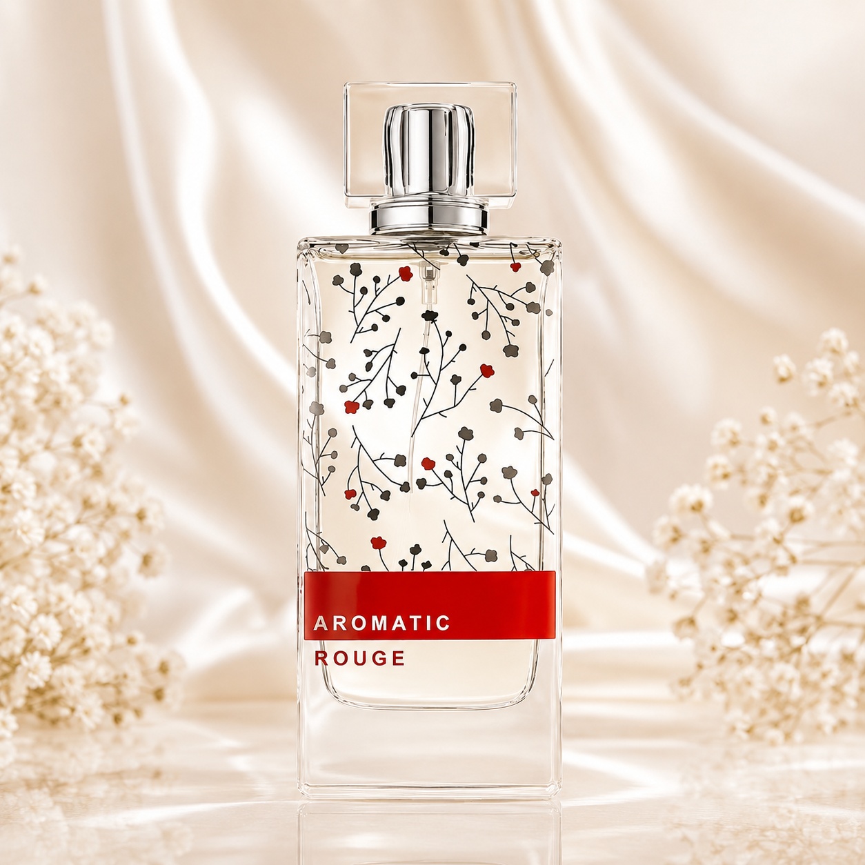 Sticlă Parfum Alhambra Aromatic Rouge Maison Alhambra 100 ml pe fundal luminos premium