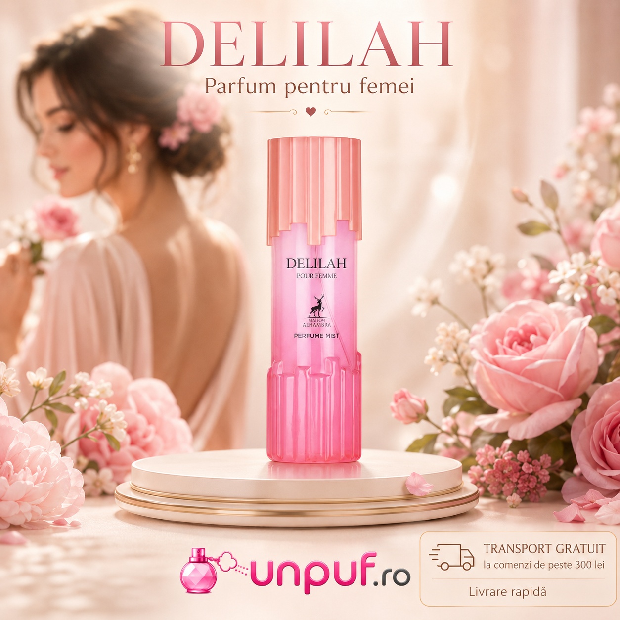 Delilah Pour Femme Body Mist parfum pentru femei, aromă florală delicată și romantică