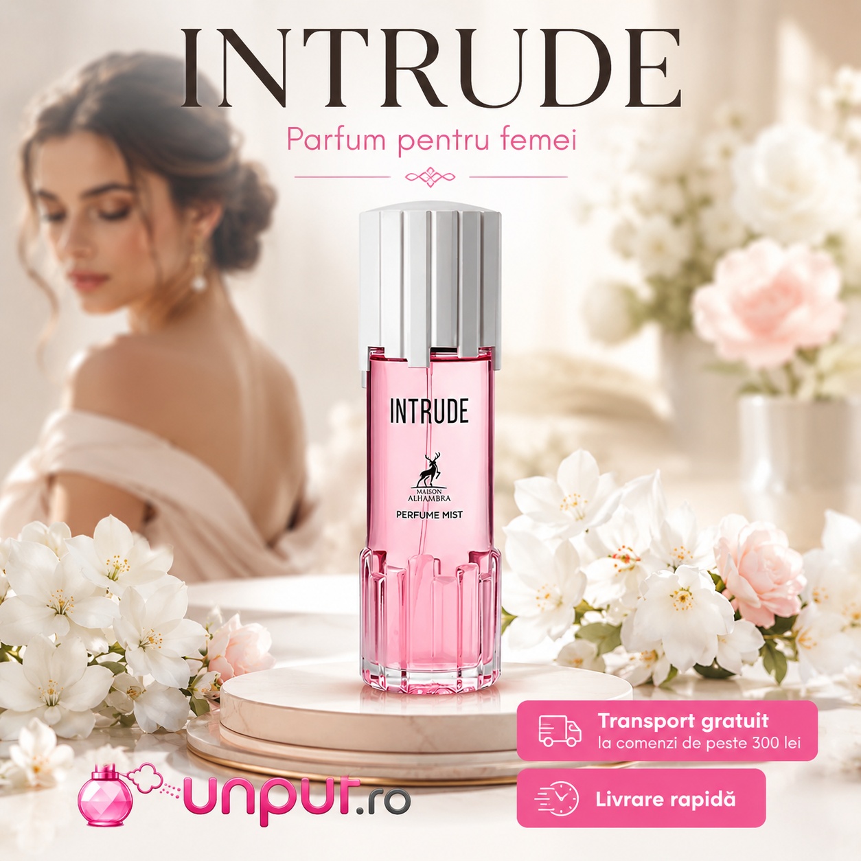 Alhambra Intrude Body Mist parfum pentru femei, aromă florală delicată și elegantă